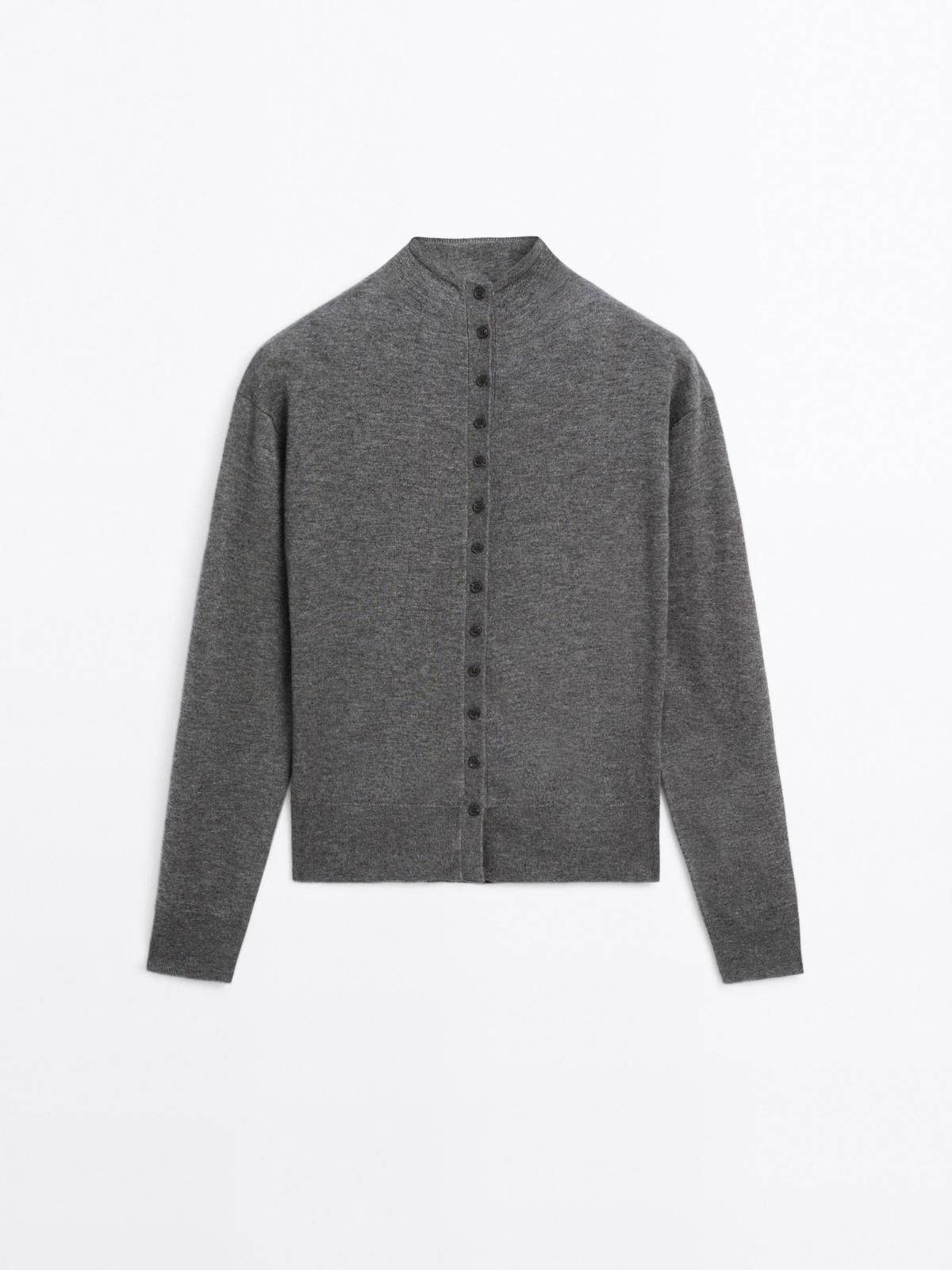 마시모두띠 하이넥 울니트 버튼업 가디건 5670/582 MEDIUM GREY - 메인 이미지