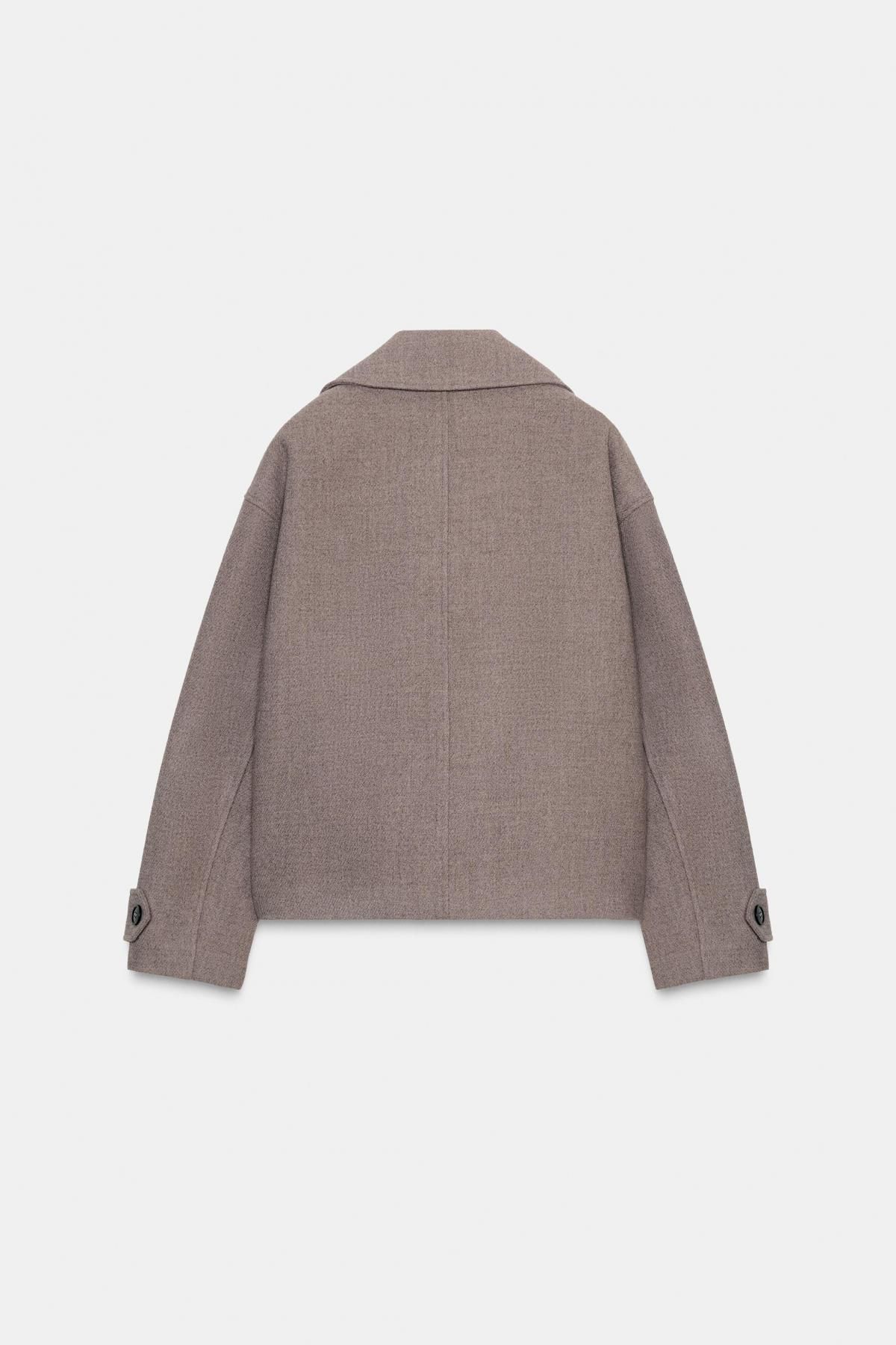 자라 더블브레스트 라펠카라 울혼방 숏코트 3046/297 MINK - 상세 이미지 5