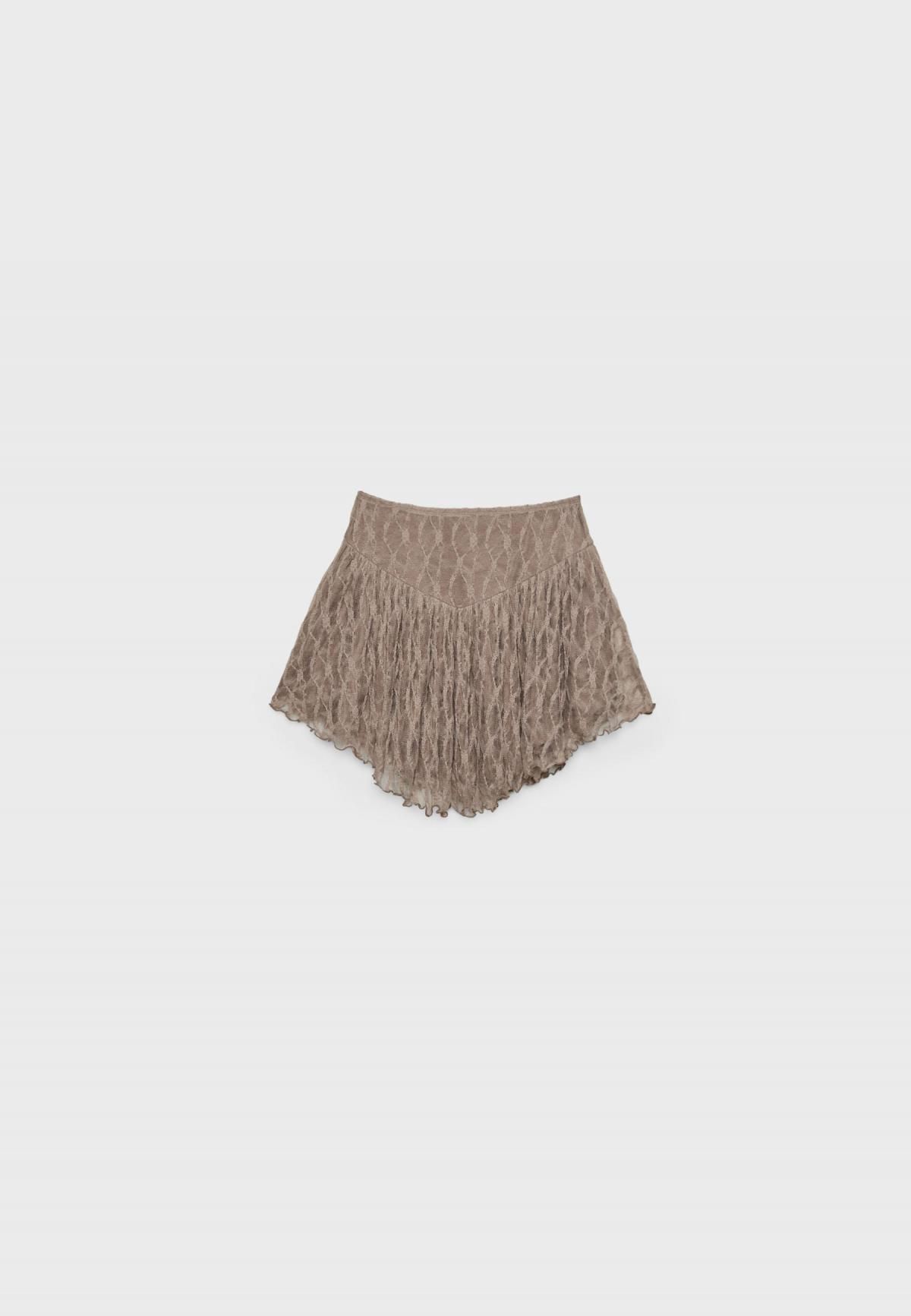 스트라디바리우스 루즈핏 밴딩 레이스 미니 스커트 8417/608 BROWN - 상세 이미지 2