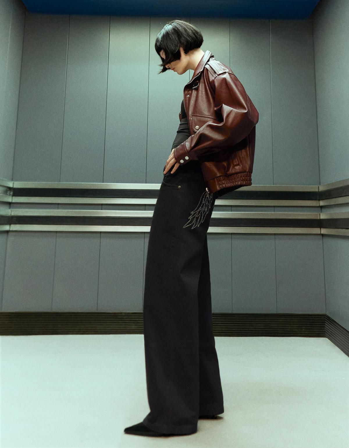 버쉬카 라인스톤 스트레이트핏 로우웨이스트 팬츠 5138/335 BLACK - 상세 이미지 4