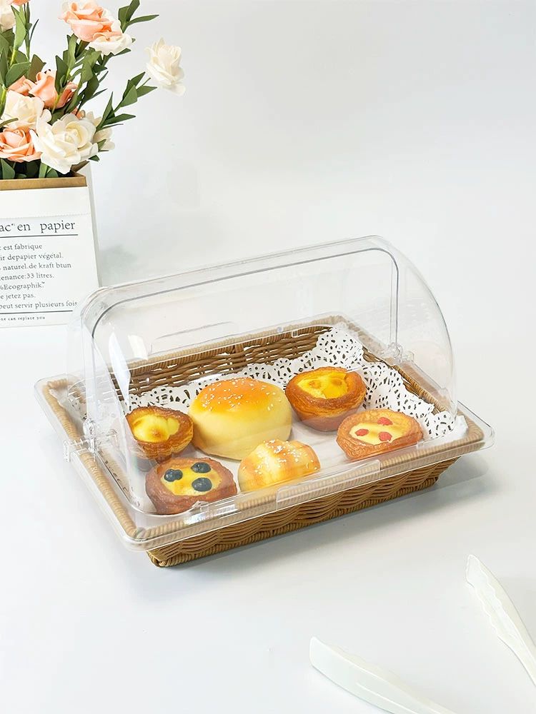 빵 진열 트레이 쟁반 베이커리 뚜껑 카페 아크릴 디저트 33x26x6cm 스틸 프레임 수직 A - 상세 이미지 5