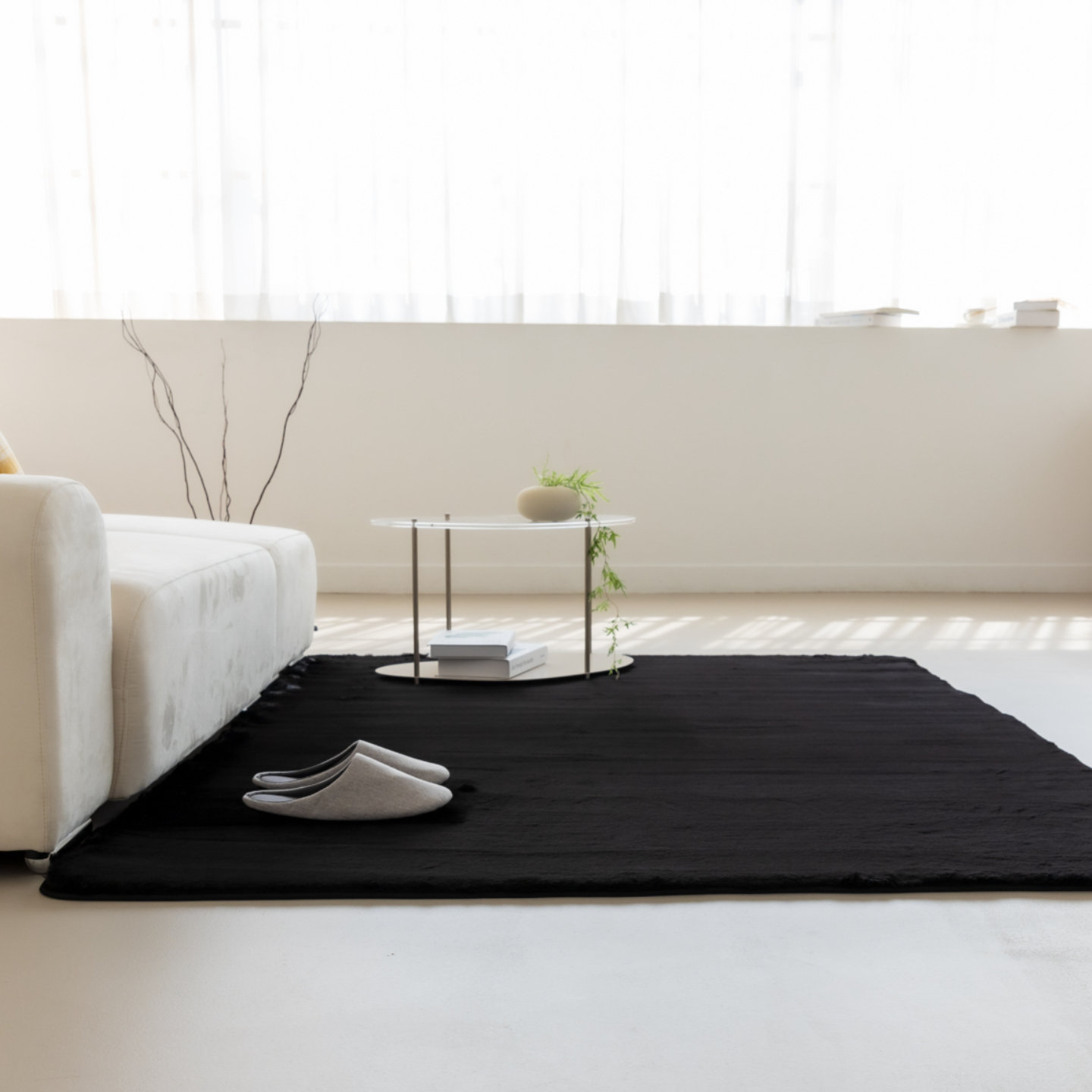 먼지없는 워셔블 장모 온감 러그 대형 거실 침실 원룸 에코퍼 블랙, 원형 100