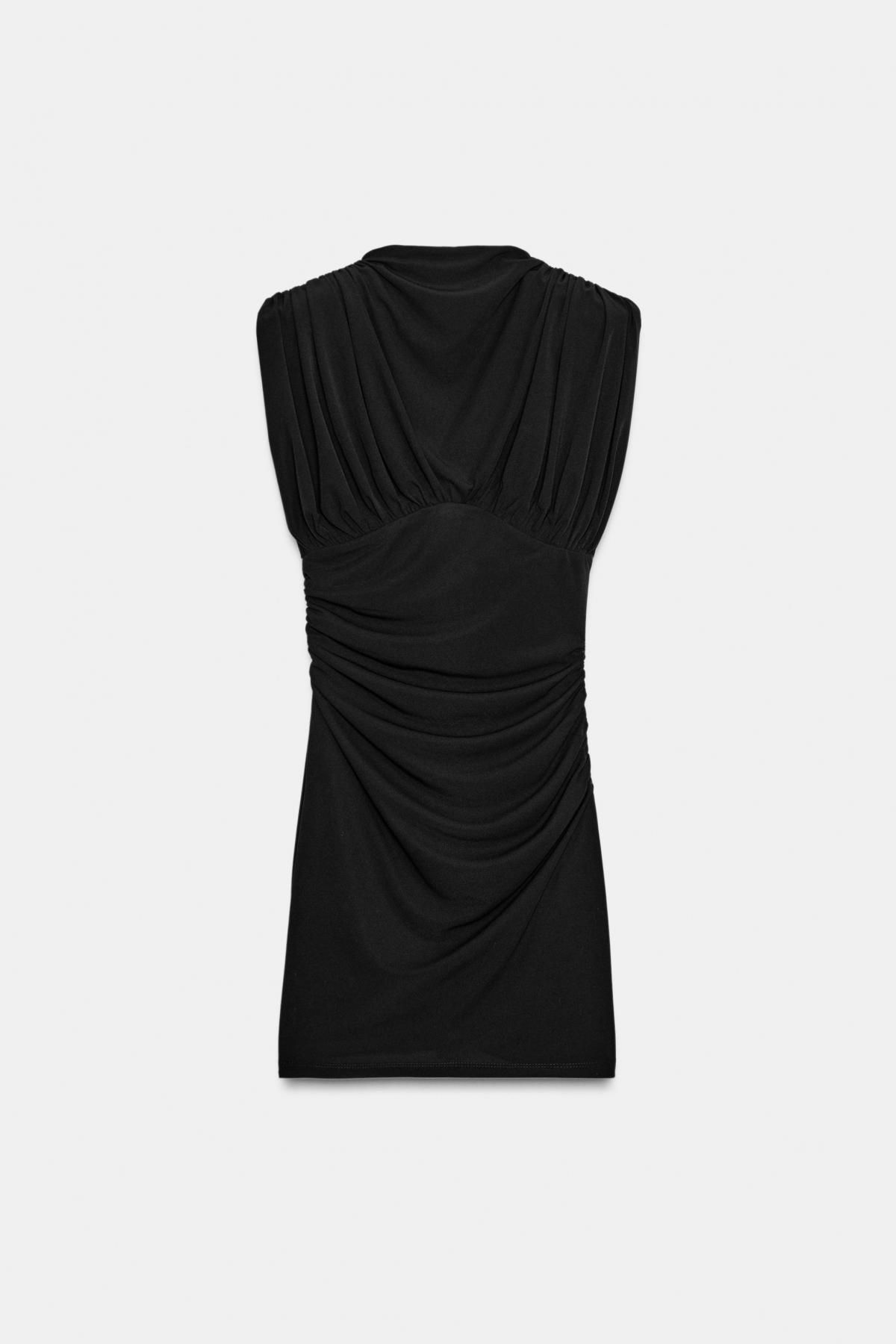 자라 모던 숄더패드 하이넥 미니 원피스 3067/215 BLACK - 상품 이미지