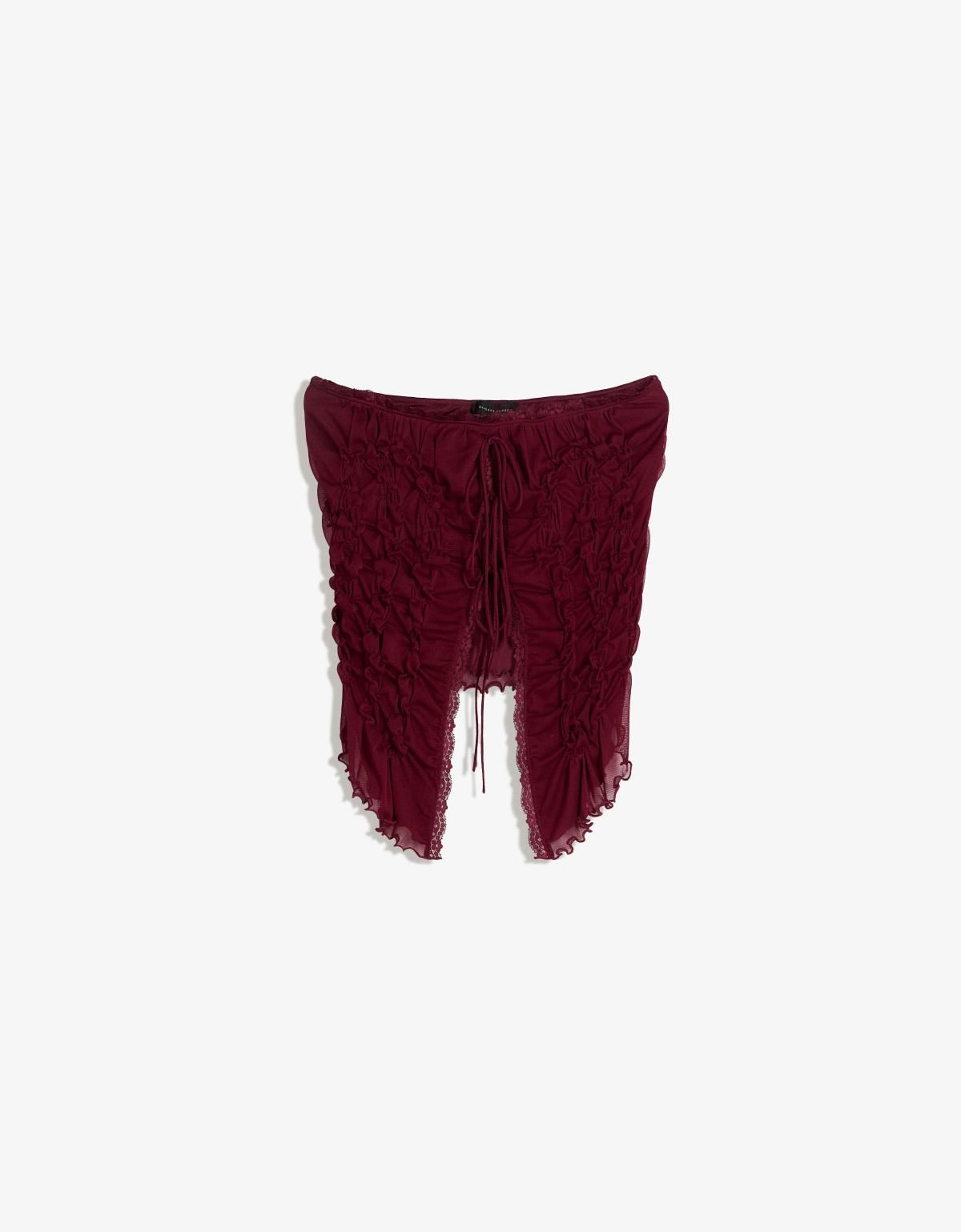 버쉬카 트렌디 셔링 레이스 오프숄더 탑 8781/080 MAROON - 상품 이미지