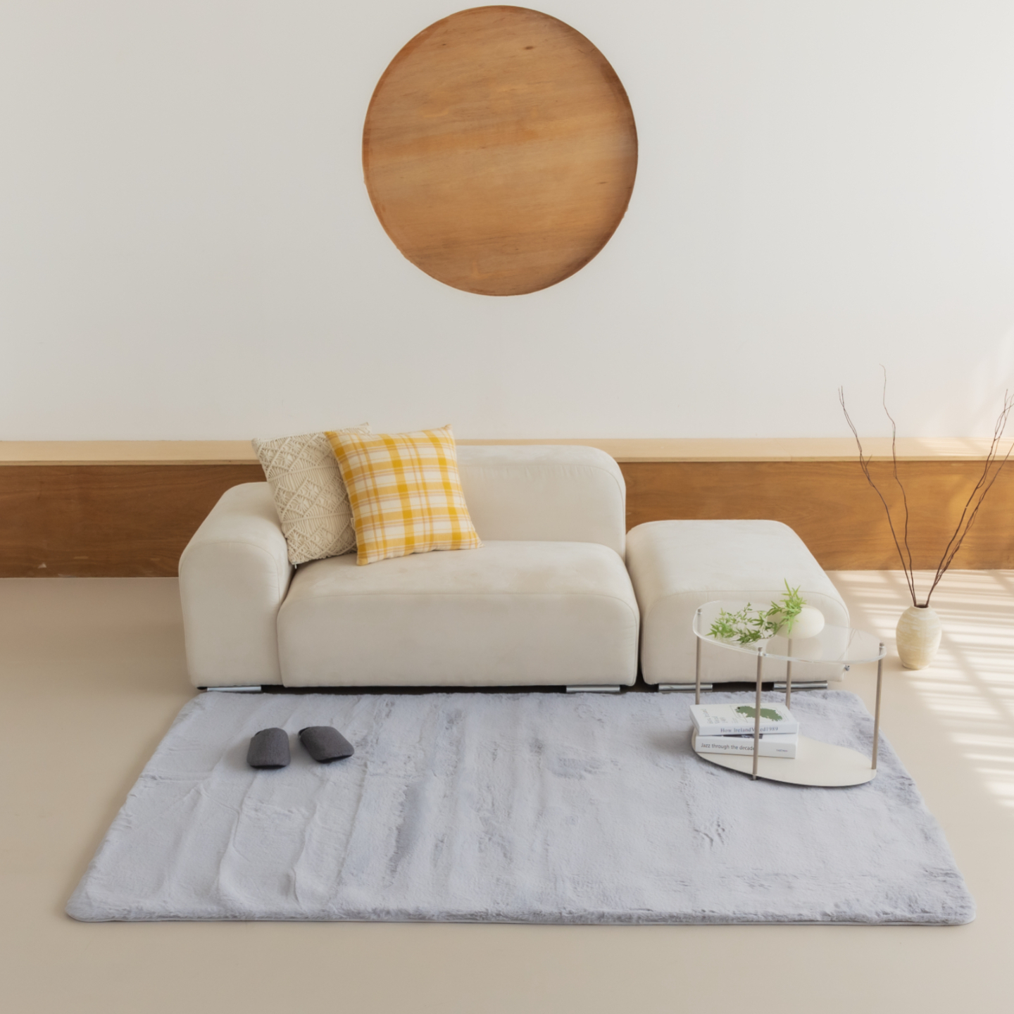 먼지없는 워셔블 장모 온감 러그 대형 거실 침실 원룸 에코퍼 그레이, 170x230