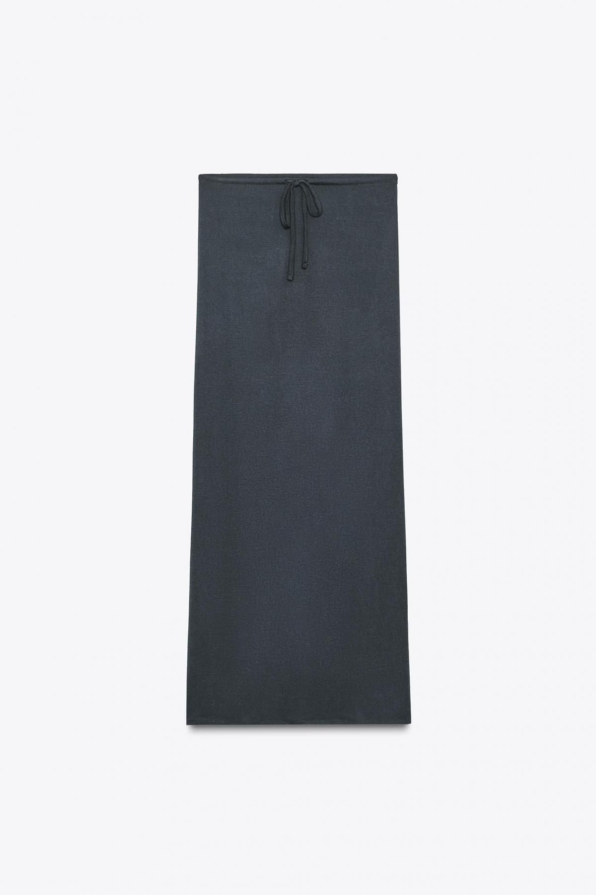 자라 하이웨이스트 소프트 모달 울 블렌드 미디 스커트 5584/804 DARK ANTHRACITE - 메인 이미지
