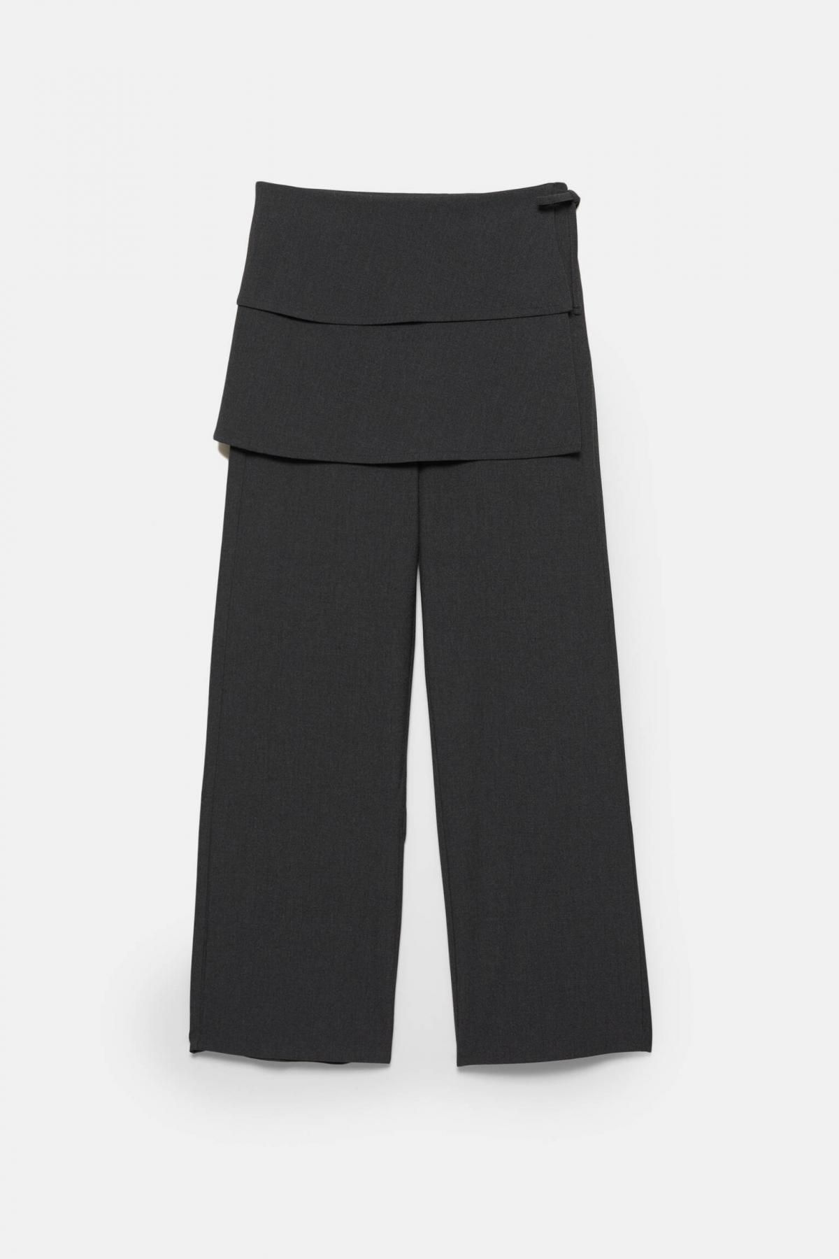 풀앤베어 그레이 레이어드 랩 와이드 스커트 팬츠 7674/326 GREY - 상품 이미지