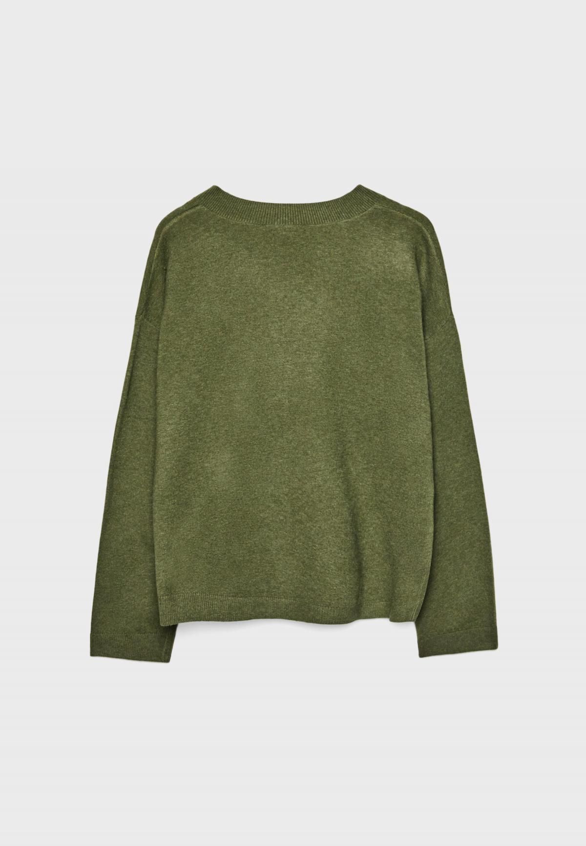 스트라디바리우스 소프트터치 브이넥 니트 스웨터 5036/465 OLIVE GREEN - 상세 이미지 2