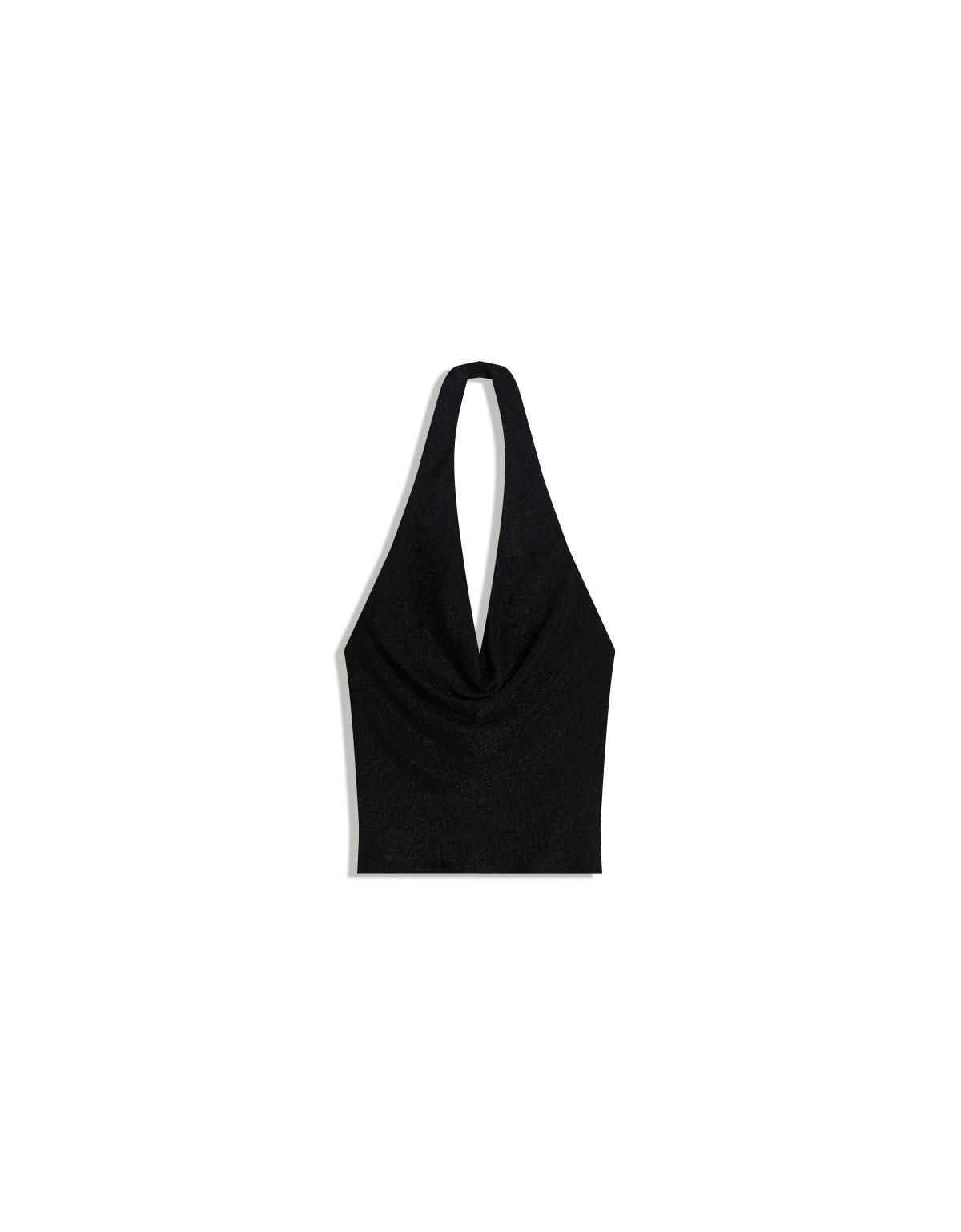 버쉬카 드레이프 홀터넥 민소매 크롭 탑 8705/662 BLACK - 상품 이미지