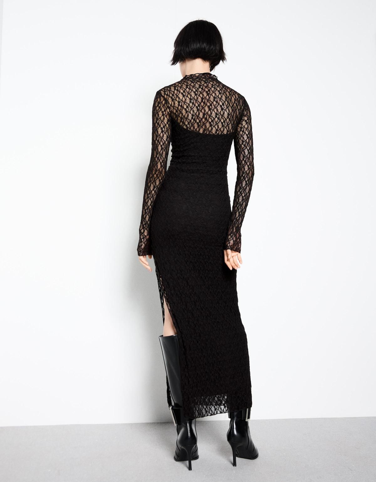 버쉬카 레이스 블랙 롱슬리브 미디 원피스 5596/714 BLACK - 상세 이미지 5