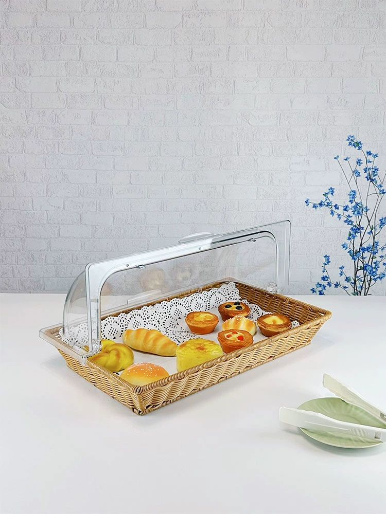 빵 진열 트레이 쟁반 베이커리 뚜껑 카페 아크릴 디저트 33x26x6cm 스틸 프레임 수직 A - 상품 이미지