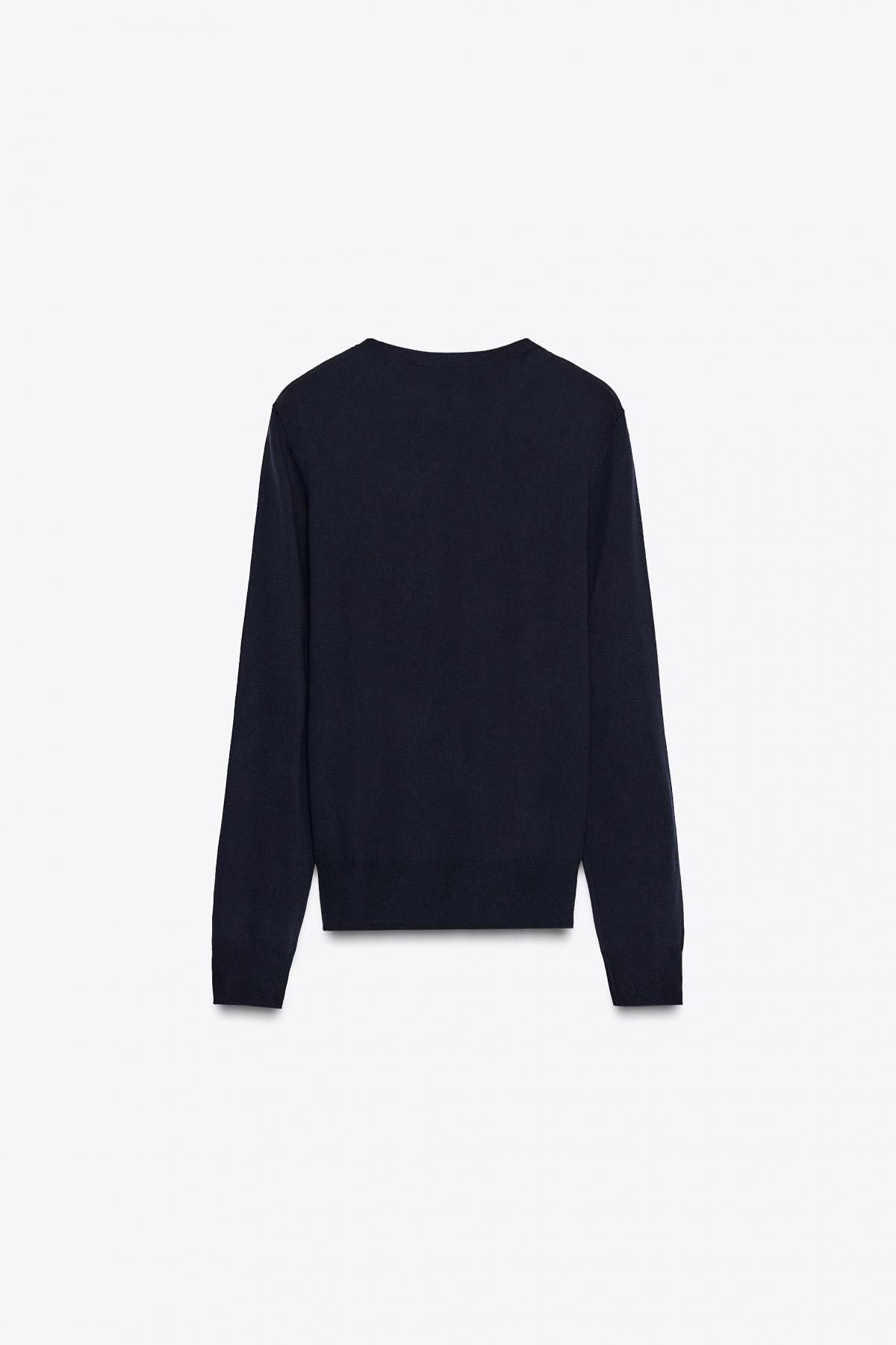 자라 울블렌드 베이직 라운드넥 니트 스웨터 9598/132 NAVY BLUE - 상세 이미지 5