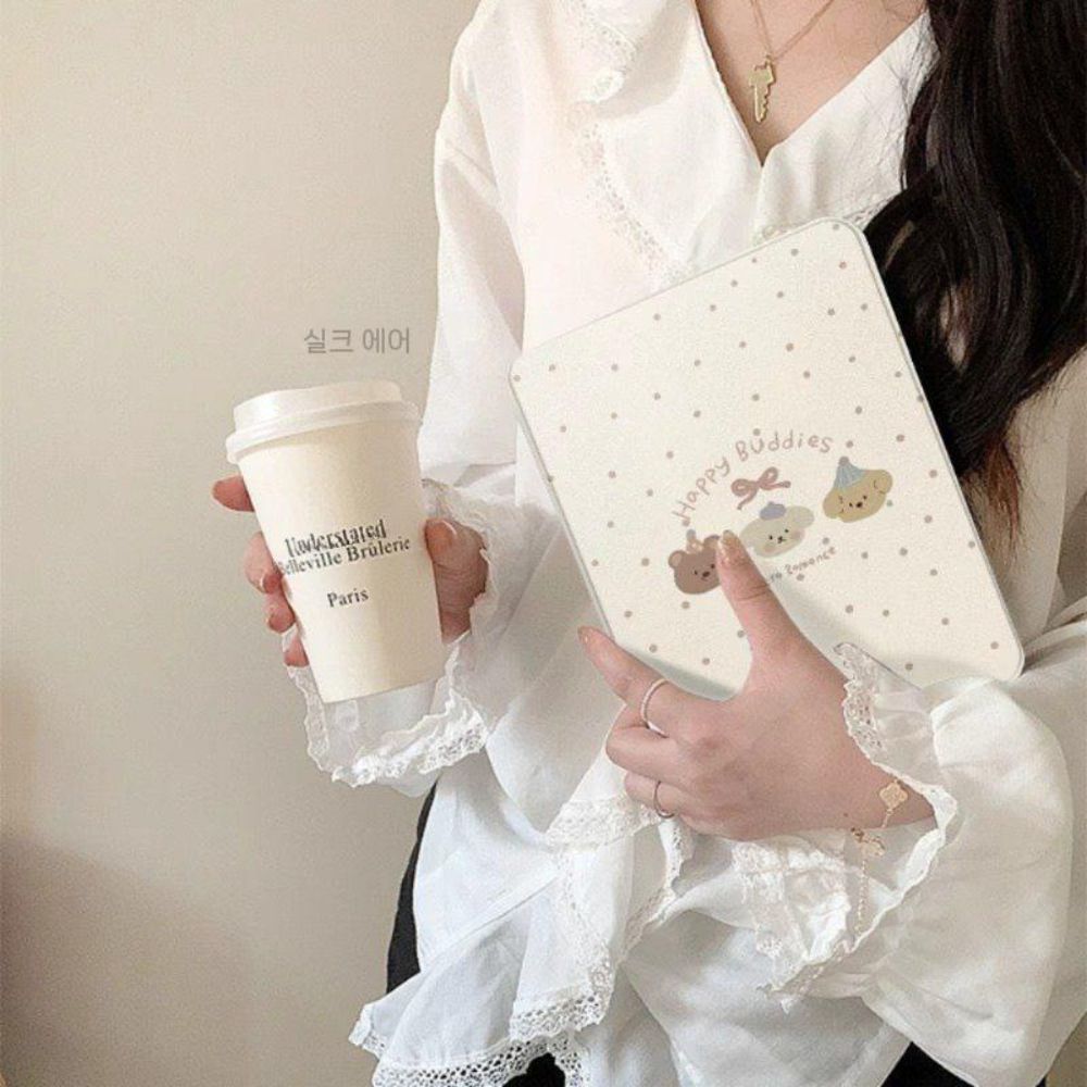 갤럭시탭 s10 FE 플러스 케이스 케릭터 일러스트 회전 거치대 실리콘 커버 - 상세 이미지 4