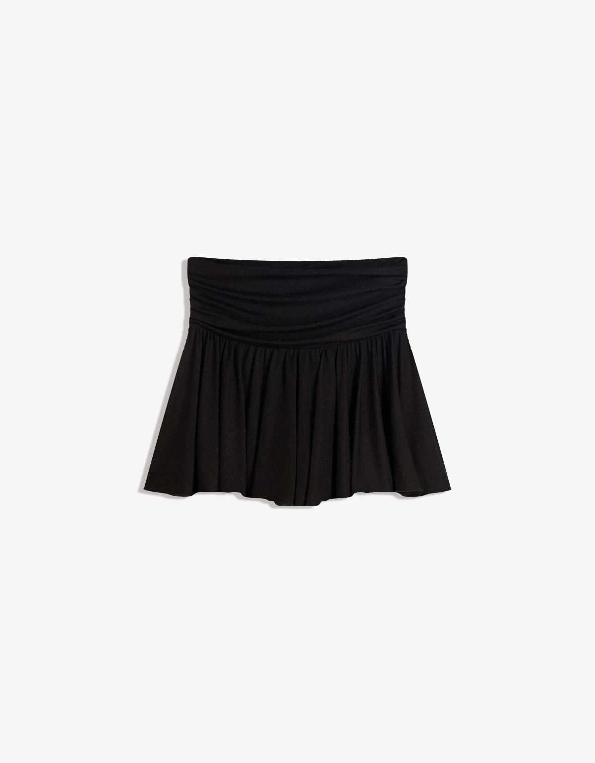 버쉬카 메탈릭 텍스처 플레어 미니 스커트 6190/710 BLACK - 상세 이미지 2