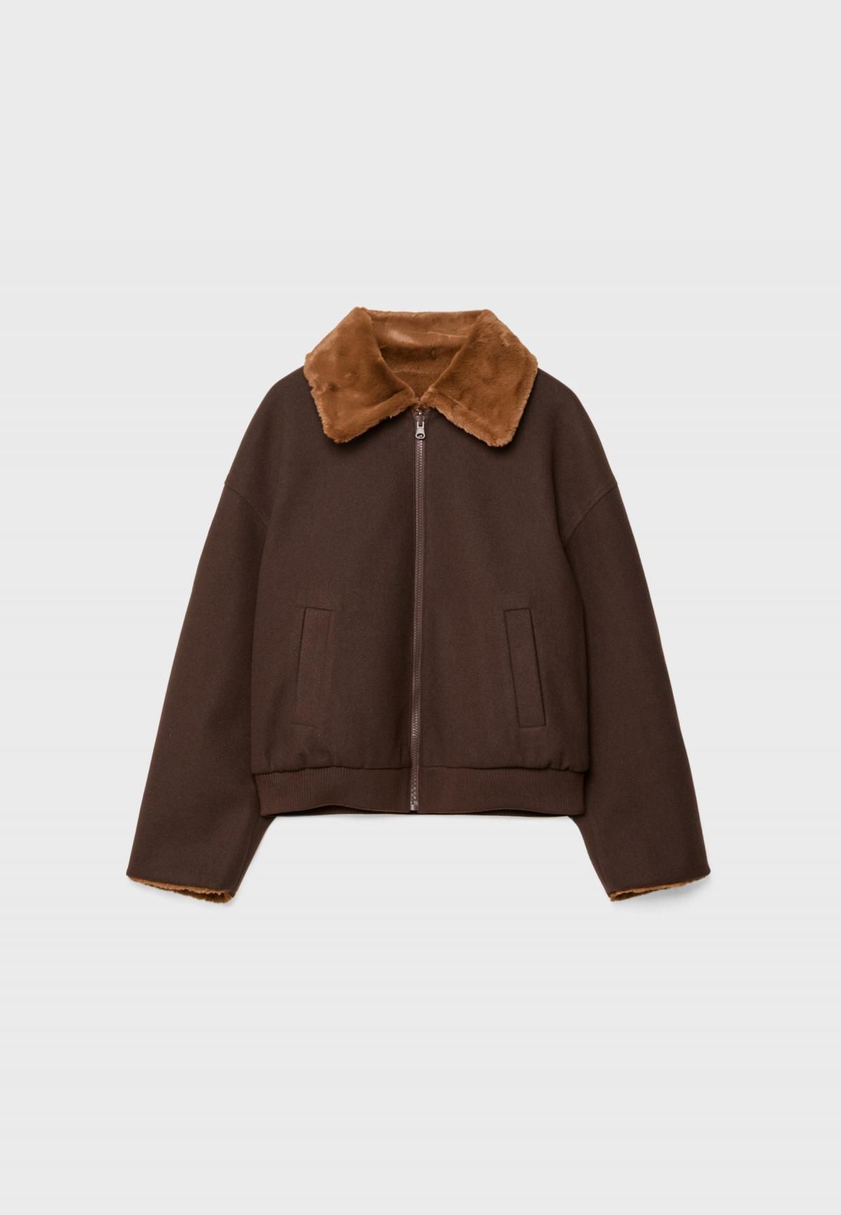 스트라디바리우스 리버시블 테크니컬 페이크퍼 칼라 재킷 8623/733 BROWN - 상품 이미지