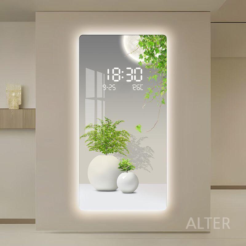LED 디지털 벽시계 현관 그림 카페 식물 레스토랑 이사 집들이 A 골드 프레임 50x100cm - 상세 이미지 2