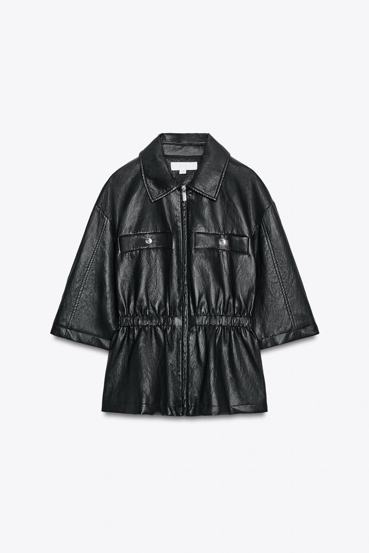 자라 페이크 레더 테크니컬 블레이저 재킷 4387/356 BLACK - 메인 이미지