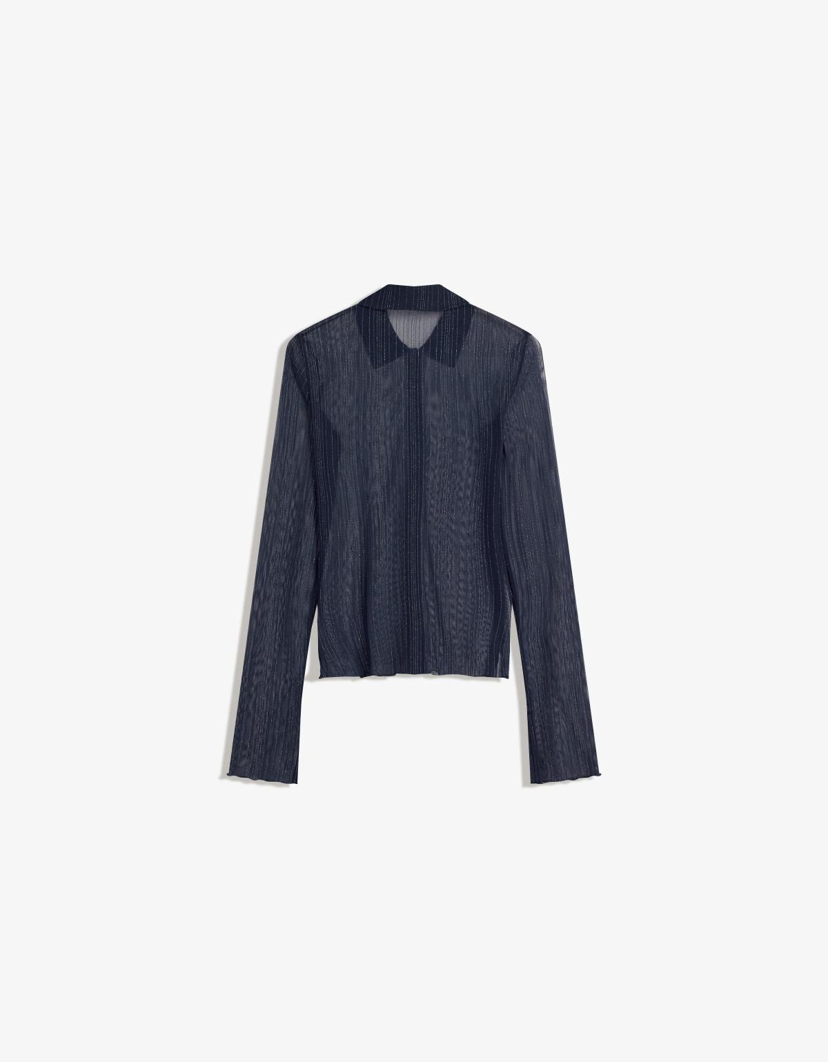 버쉬카 라인스톤 시스루 튤 긴팔 티셔츠 7632/714 NAVY - 상품 이미지