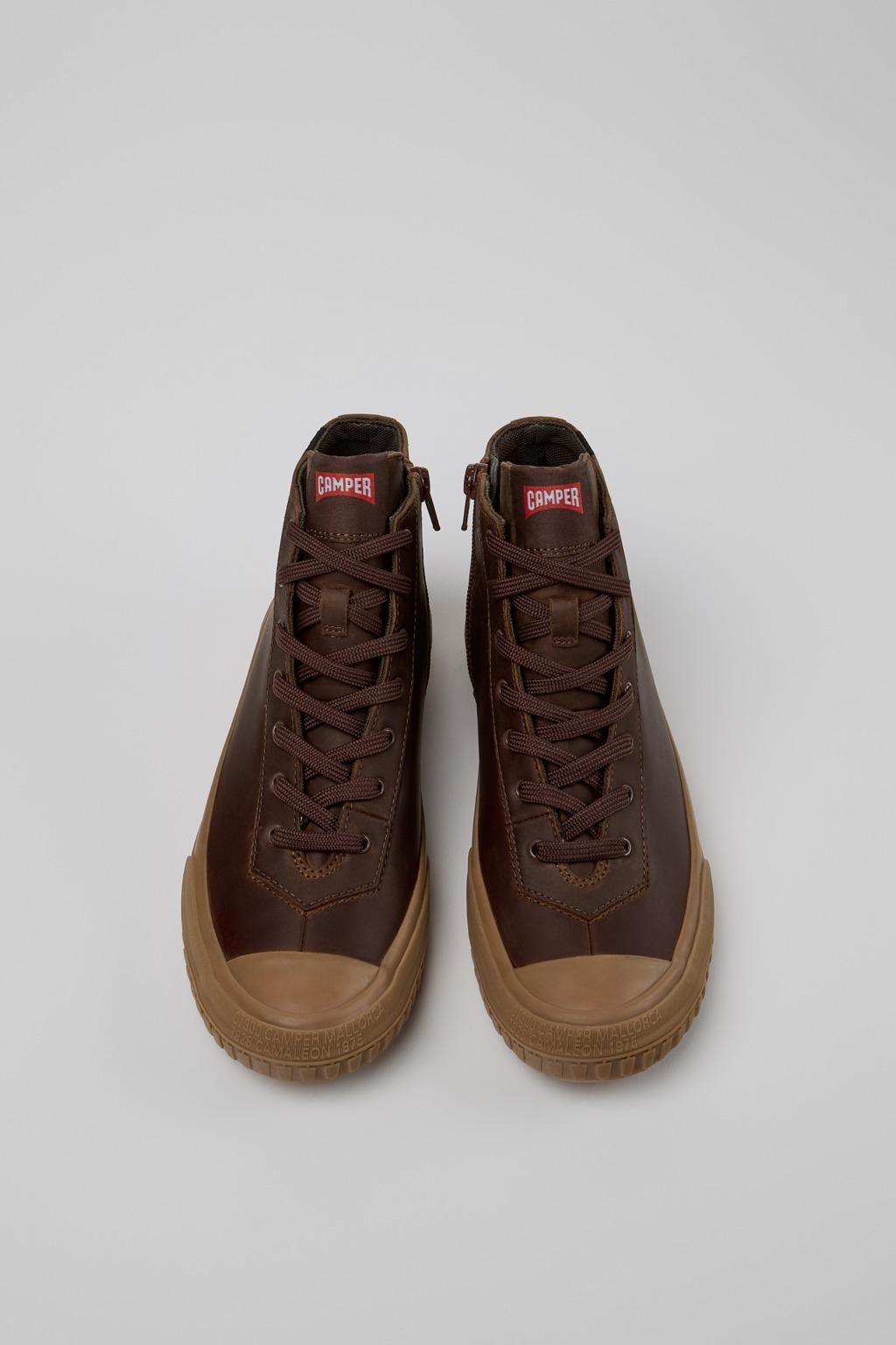 캠퍼 프리미엄 카프스킨 브라운 하이탑 스니커즈 Camaleon K400614-010 BROWN - 상세 이미지 4