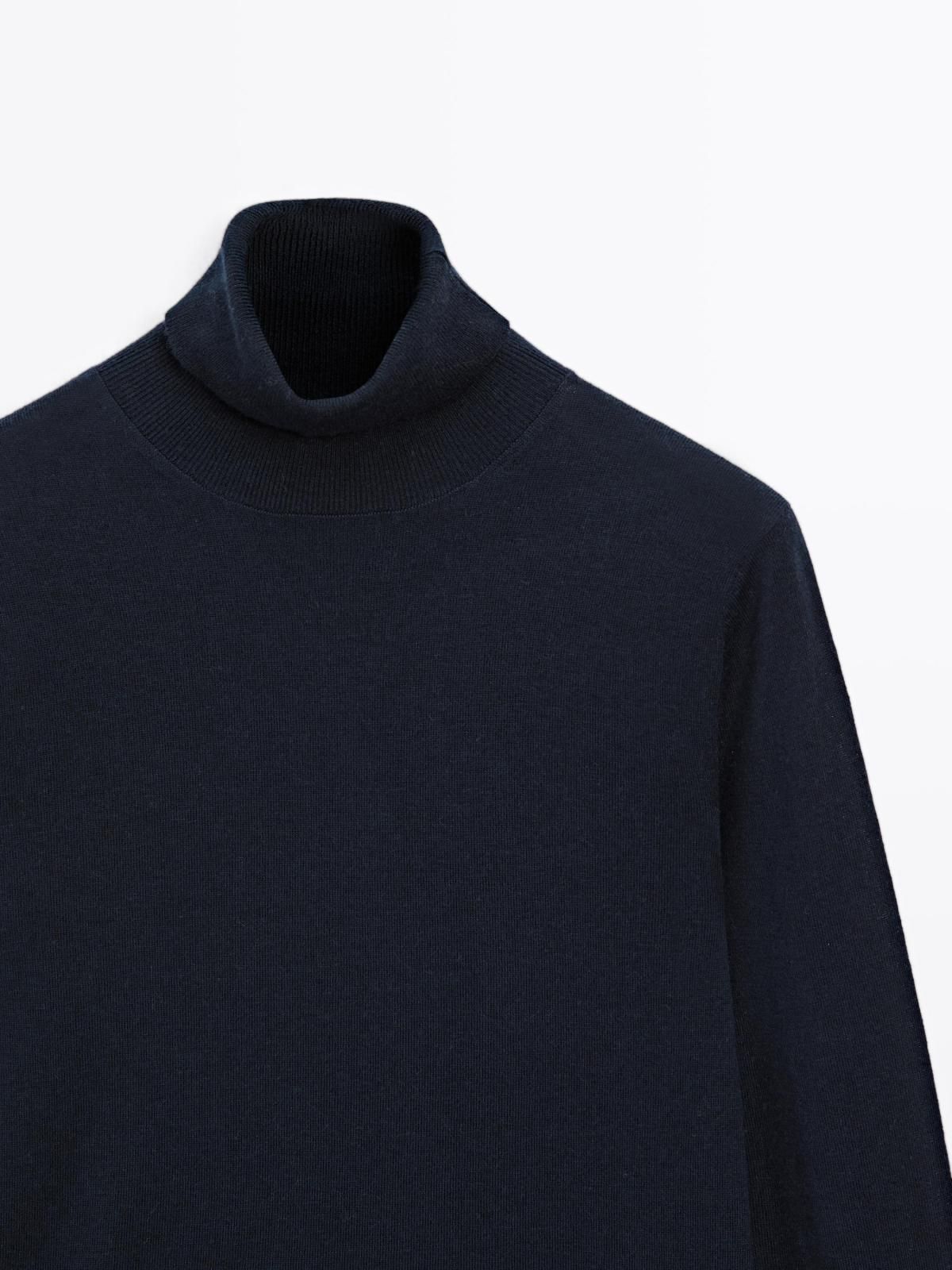 마시모두띠 베이직 하이넥 울블렌드 니트 스웨터 5660/579 NAVY BLUE - 상세 이미지 2