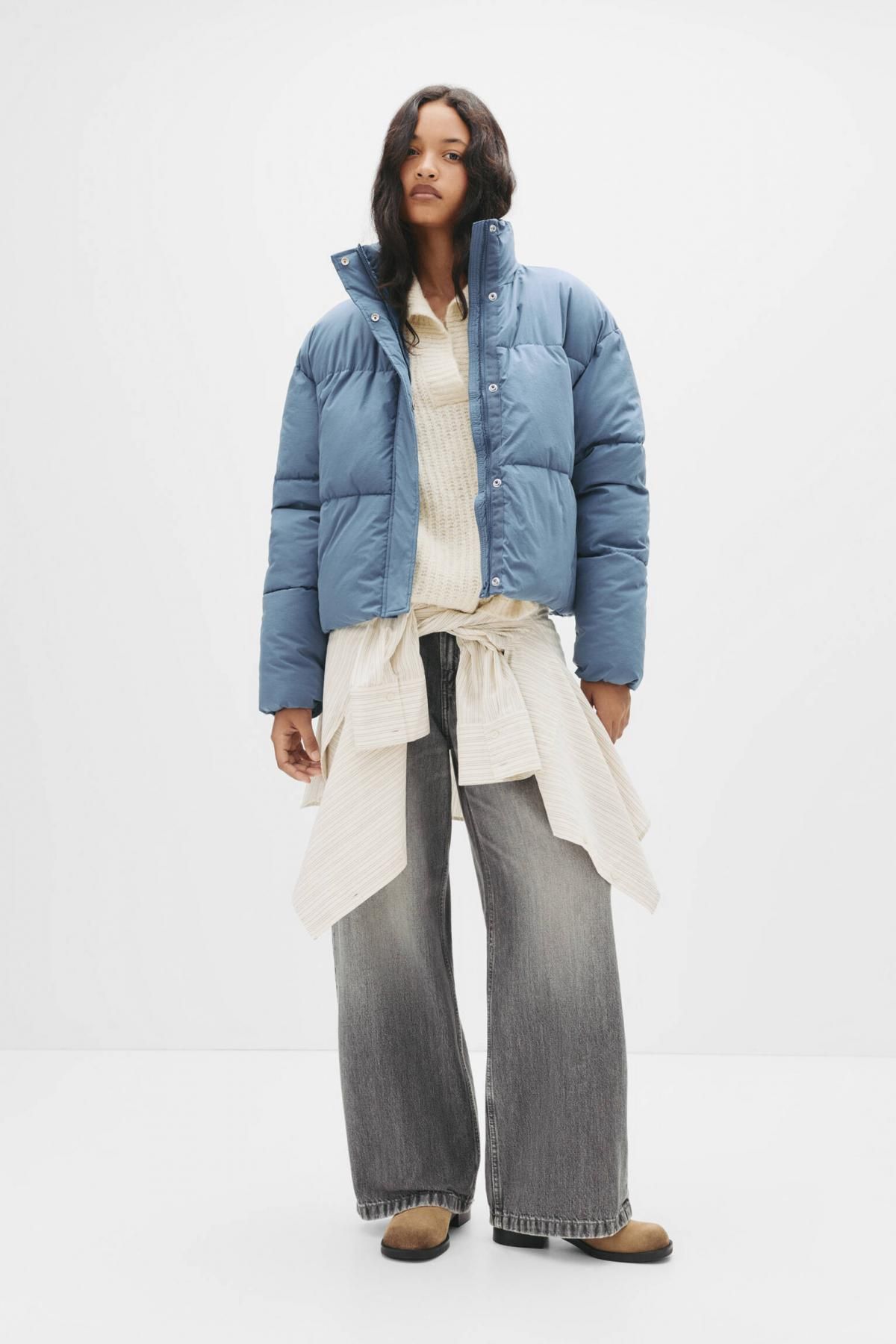 풀앤베어 테크니컬 하이넥 숏 패딩 재킷 7700/313 MEDIUM BLUE - 상세 이미지 3