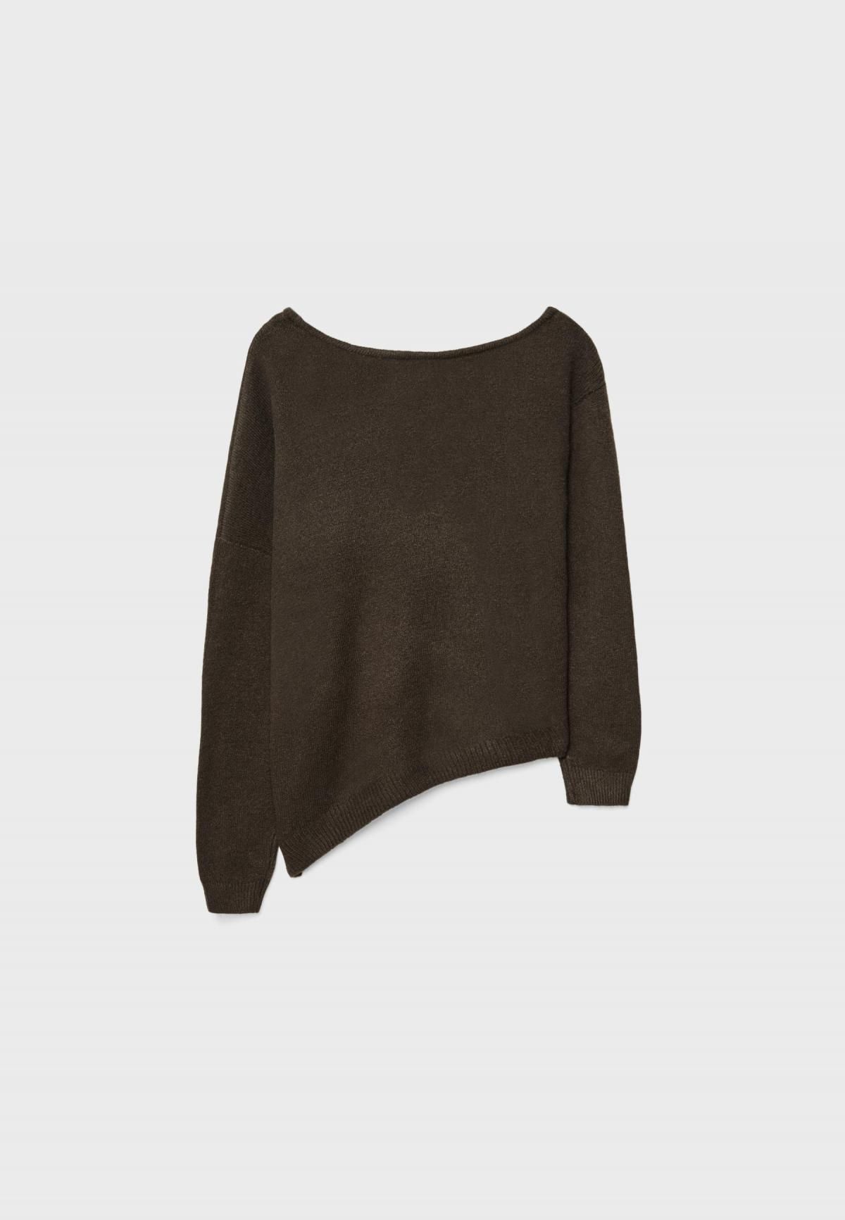 스트라디바리우스 비대칭 오프숄더 니트 스웨터 8537/650 BROWN - 상세 이미지 2