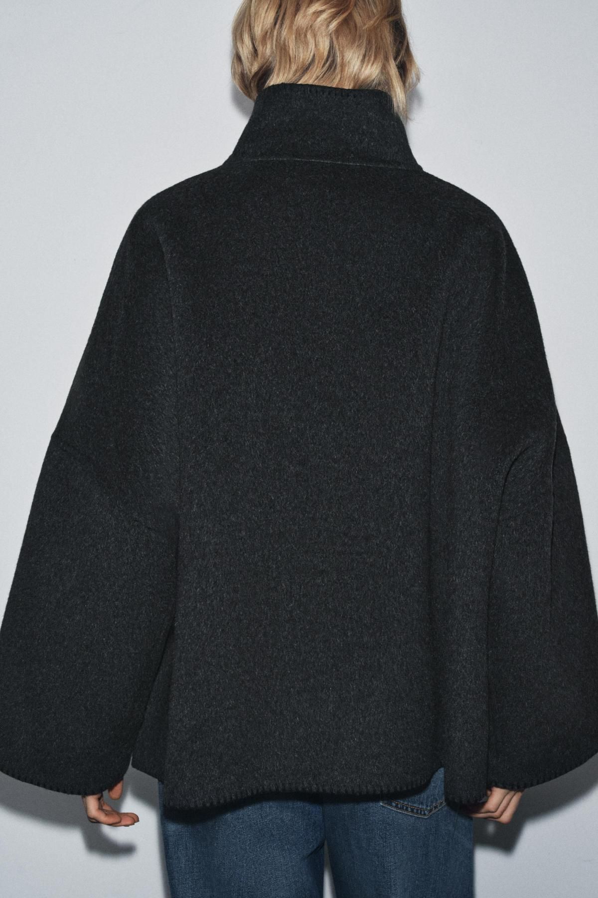 자라 프리미엄 울 하이넥 재킷 7522/244 DARK GREY - 상세 이미지 5