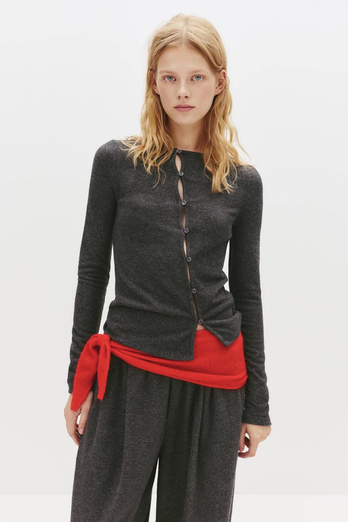 풀앤베어 소프트 터치 라운드넥 버튼 긴팔 티셔츠 7152/337 ANTHRACITE GREY - 상세 이미지 2