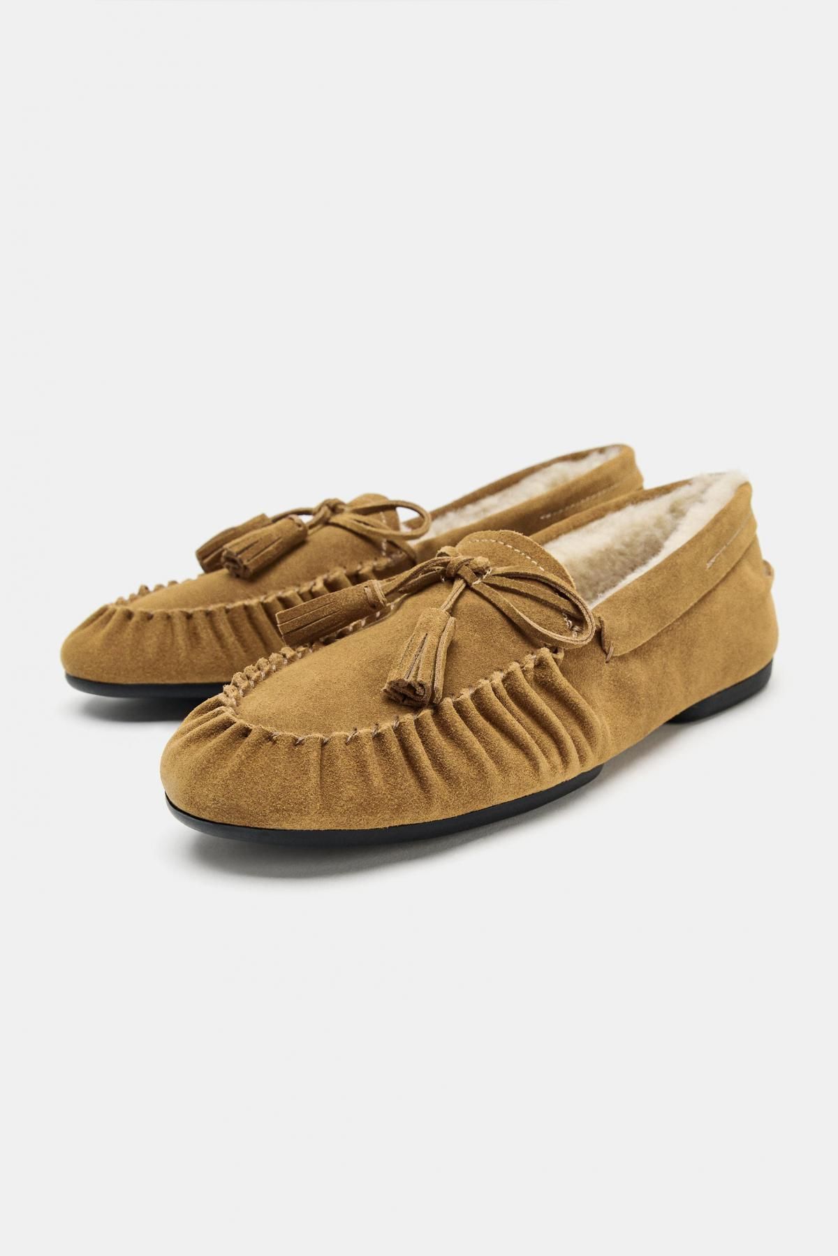 자라 스웨이드 퍼 안감 태슬 로퍼 1547/610 BEIGE - 상세 이미지 2
