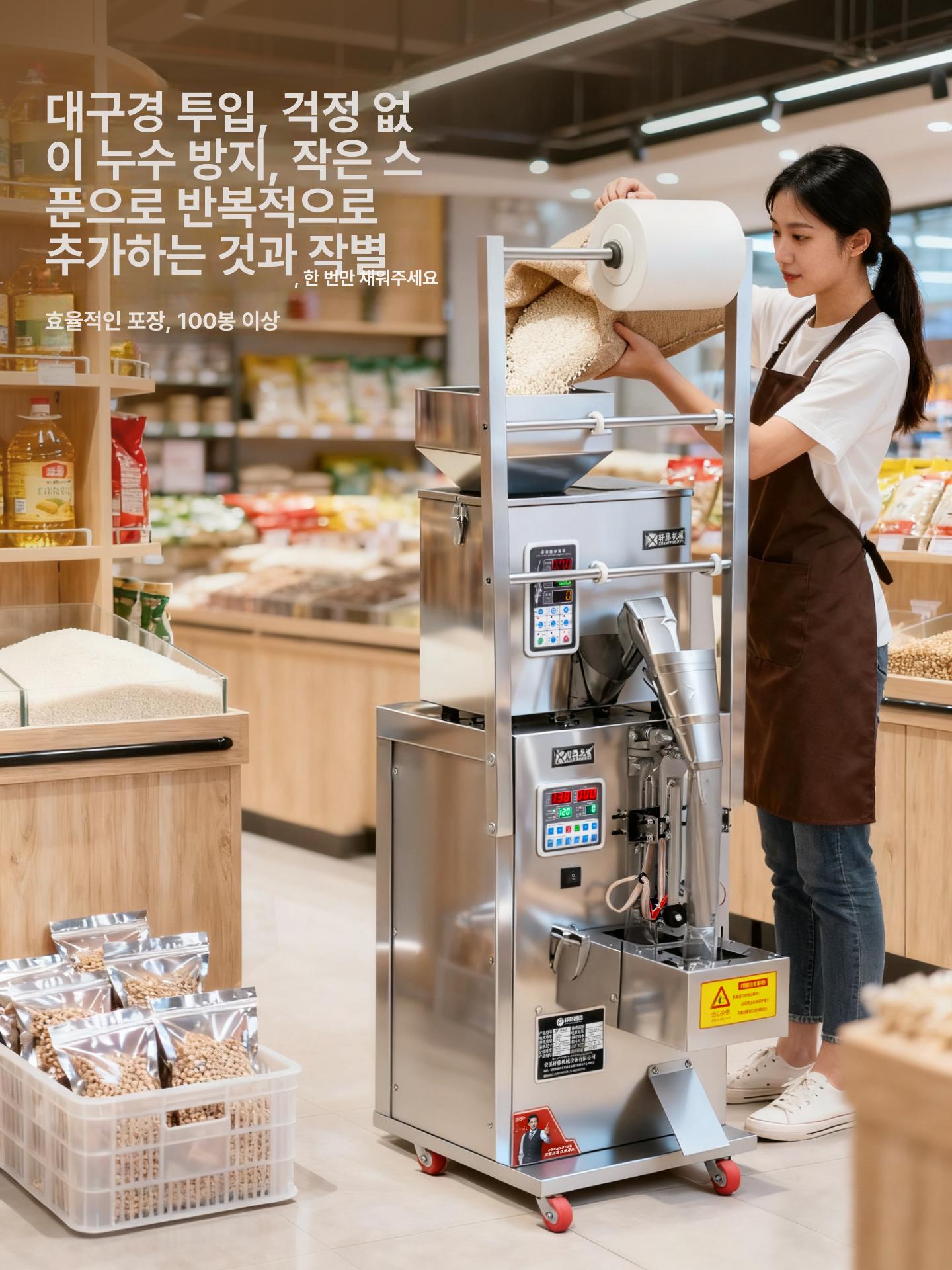 자동 삼면 포장기 정량 가루 소분기 주입기 분말 곡물 후면 1-50g 20cm 이내 - 상세 이미지 5