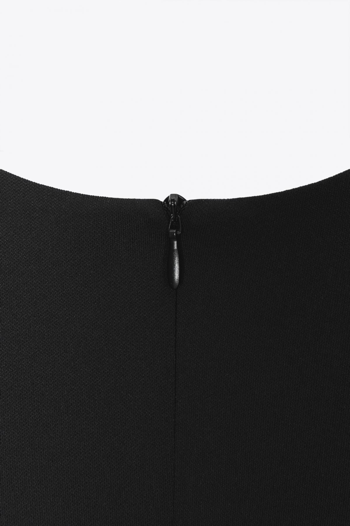 자라 페미닌 브이넥 셔링 미니 원피스 9166/262 BLACK - 상세 이미지 3
