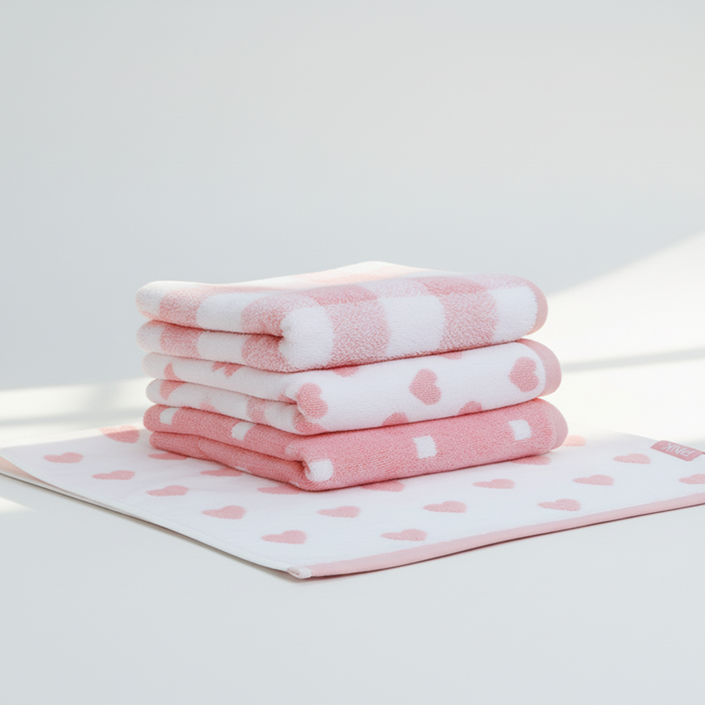 핑르앙 고리 수건 답례품 주방 수건 선물 핑크 하트 - 상세 이미지 4