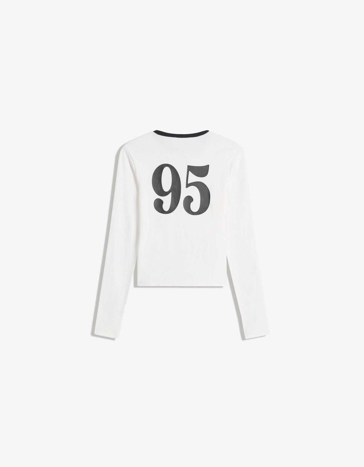 버쉬카 프린트 크롭 베이직 긴팔 티셔츠 7804/134 OFF WHITE - 상세 이미지 5