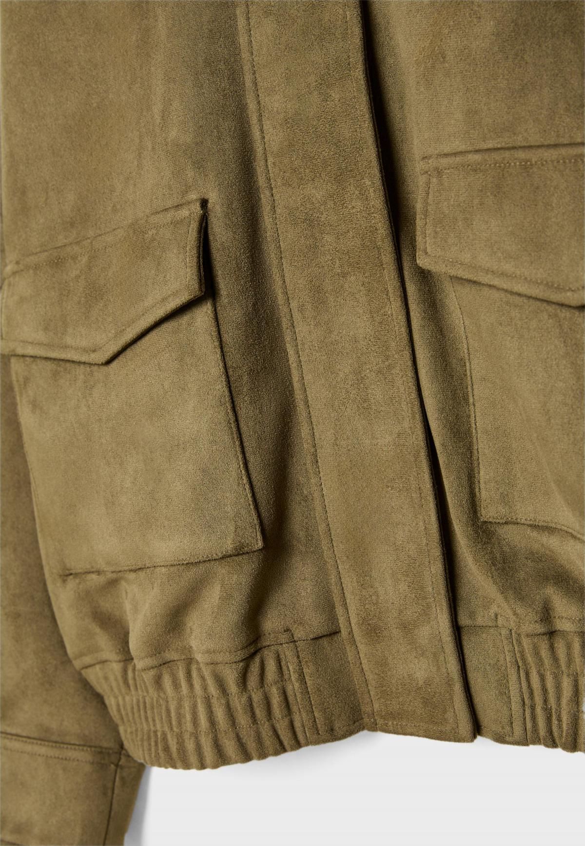 스트라디바리우스 오버핏 페이크 스웨이드 하이넥 재킷 5622/341 OLIVE GREEN - 상세 이미지 3