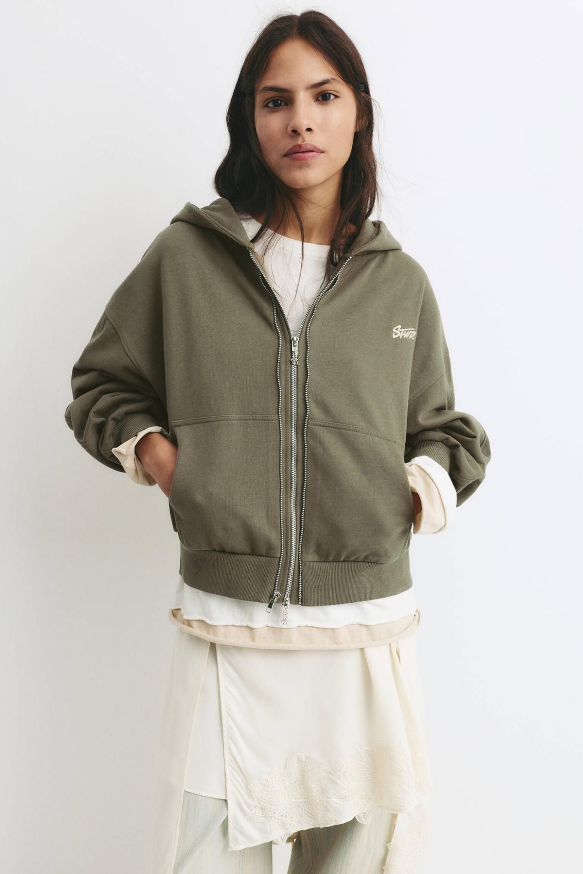 풀앤베어 베이직 코튼 더블 집업 후드티 7560/333 GREEN/GREY - 상세 이미지 3