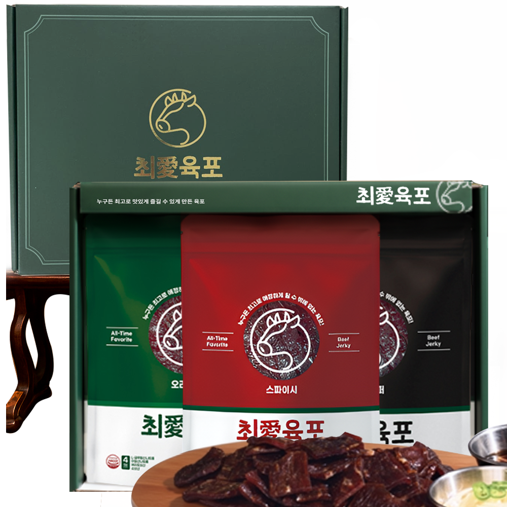 최애육포 소고기 육포 선물세트 3가지맛 - 상품 이미지
