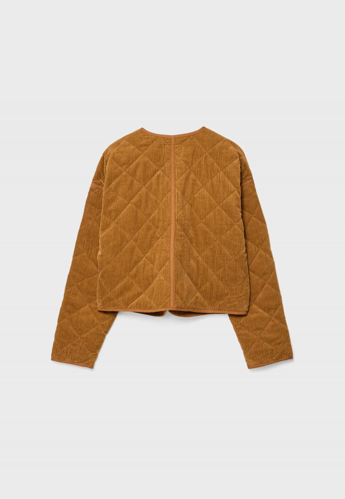 스트라디바리우스 코듀로이 퀼팅 라운드넥 숏 패딩 재킷 5722/582 PALE CAMEL - 상세 이미지 3