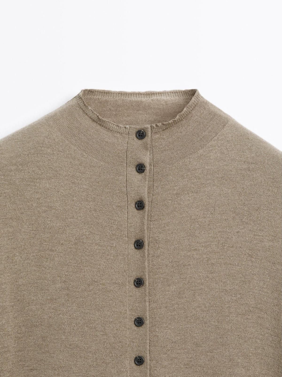 마시모두띠 브라운 하이넥 니트 울 가디건 5670/582 GREENISH - 상세 이미지 5