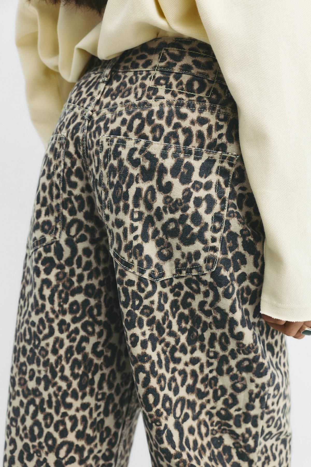 풀앤베어 레오파드 와이드핏 배기 청바지 7675/339 LEOPARD - 상세 이미지 4