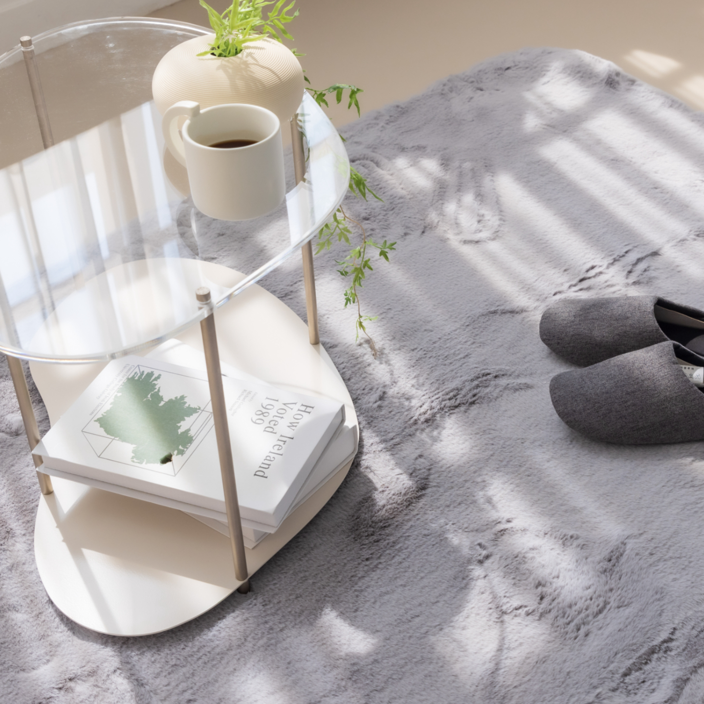 먼지없는 워셔블 장모 온감 러그 대형 거실 침실 원룸 에코퍼 그레이, 원형 170