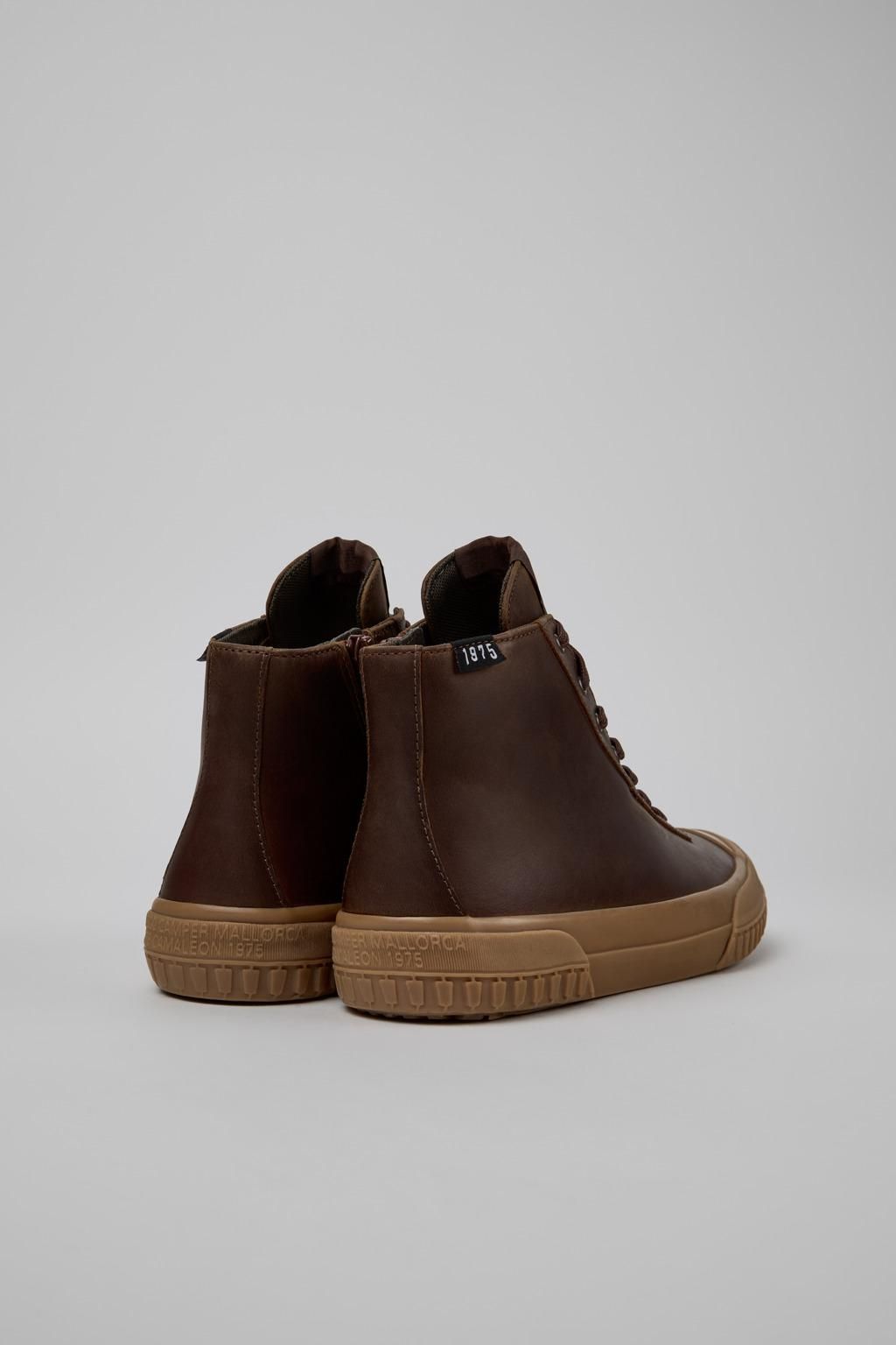 캠퍼 프리미엄 카프스킨 브라운 하이탑 스니커즈 Camaleon K400614-010 BROWN - 상세 이미지 3