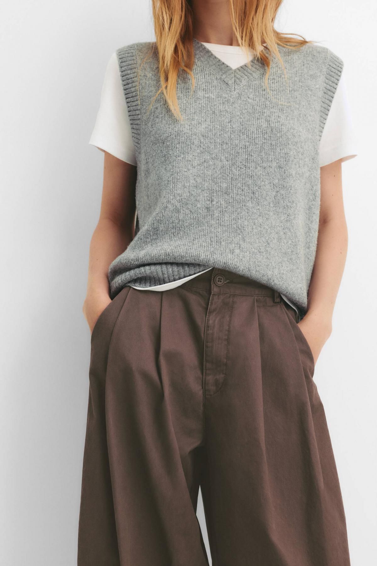 풀앤베어 트렌디 벌룬핏 와이드 슬랙스 팬츠 7675/376 CHOCOLATE - 상세 이미지 4