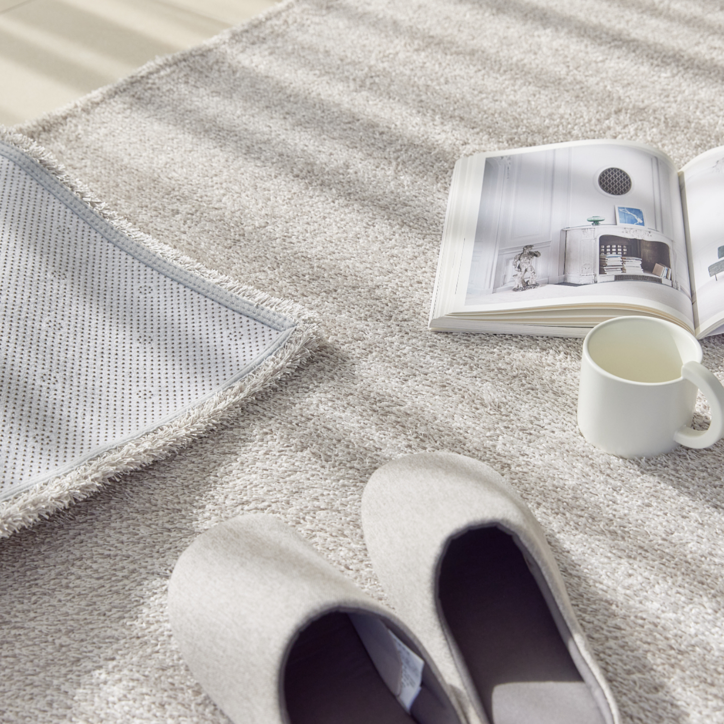 먼지없는 워셔블 장모 온감 러그 대형 거실 침실 원룸 실루엣 애쉬그레이, 170x230