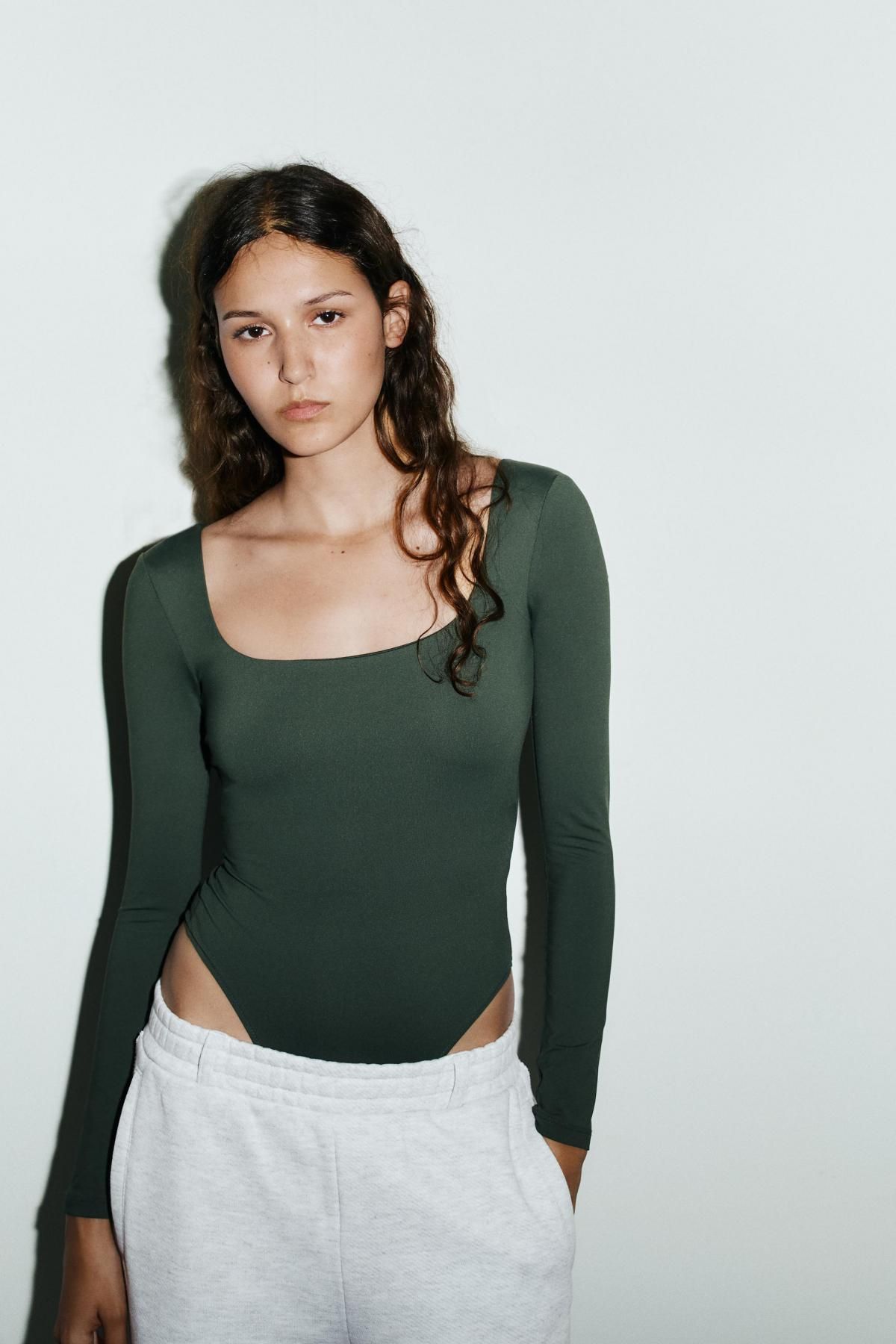 자라 베이직 스퀘어넥 폴리아미드 바디수트 5039/850 MID-GREEN - 상세 이미지 2