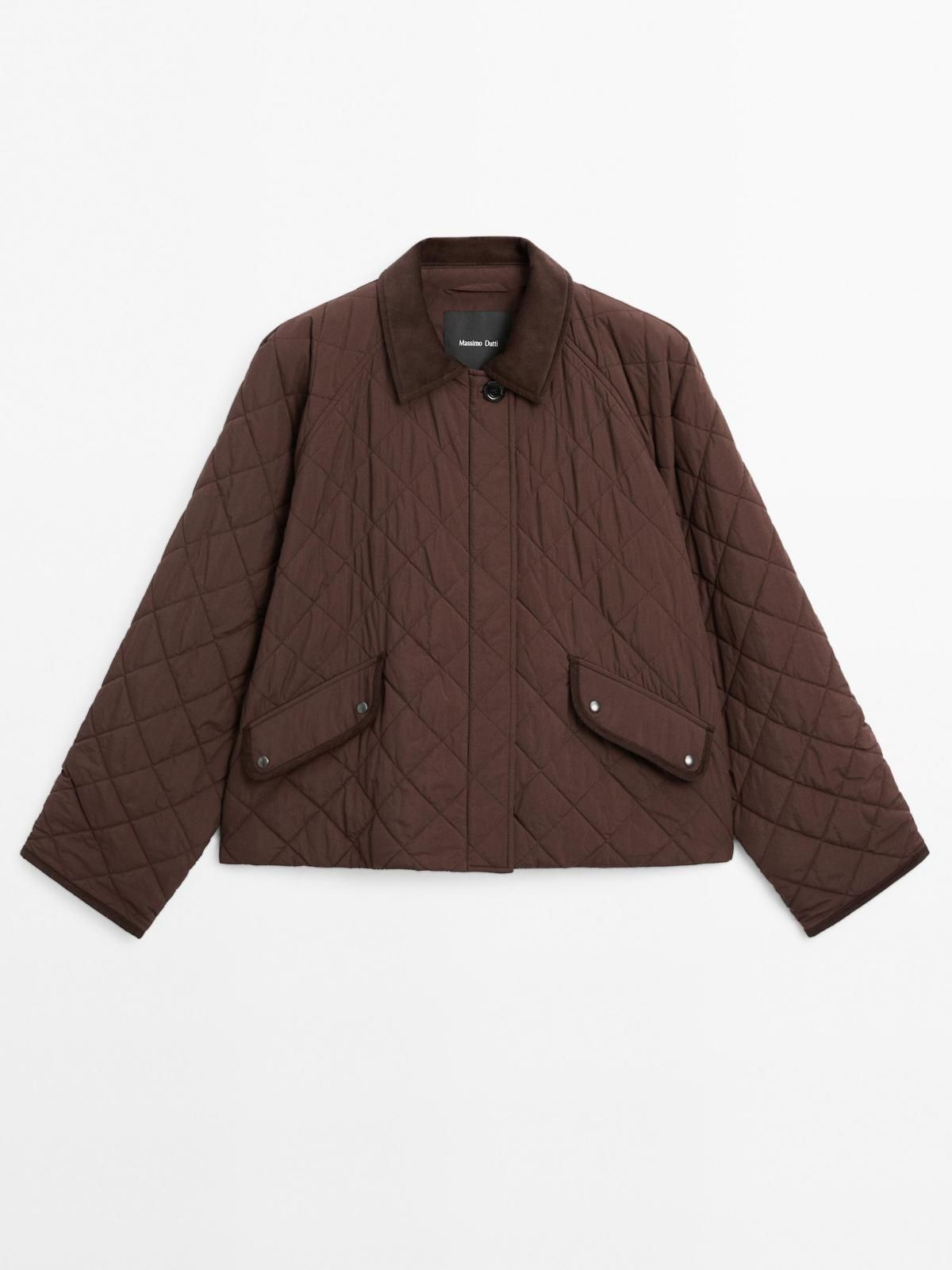 마시모두띠 라이트웨이트 코듀로이 칼라 숏 퀼팅 재킷 6774/803 BURGUNDY - 상품 이미지