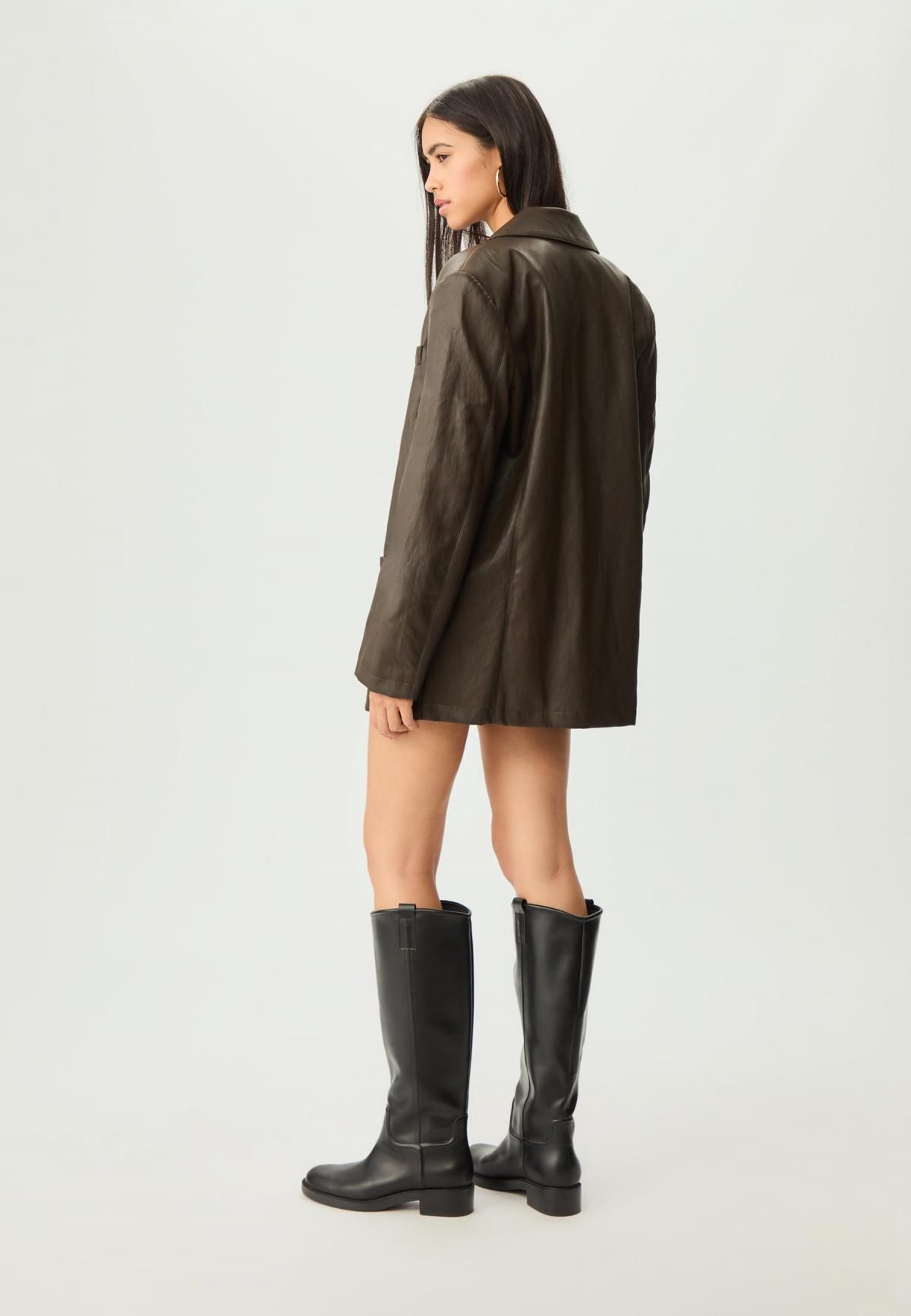 스트라디바리우스 오버사이즈 페이크레더 테일러드 재킷 8859/783 BROWN - 상세 이미지 4