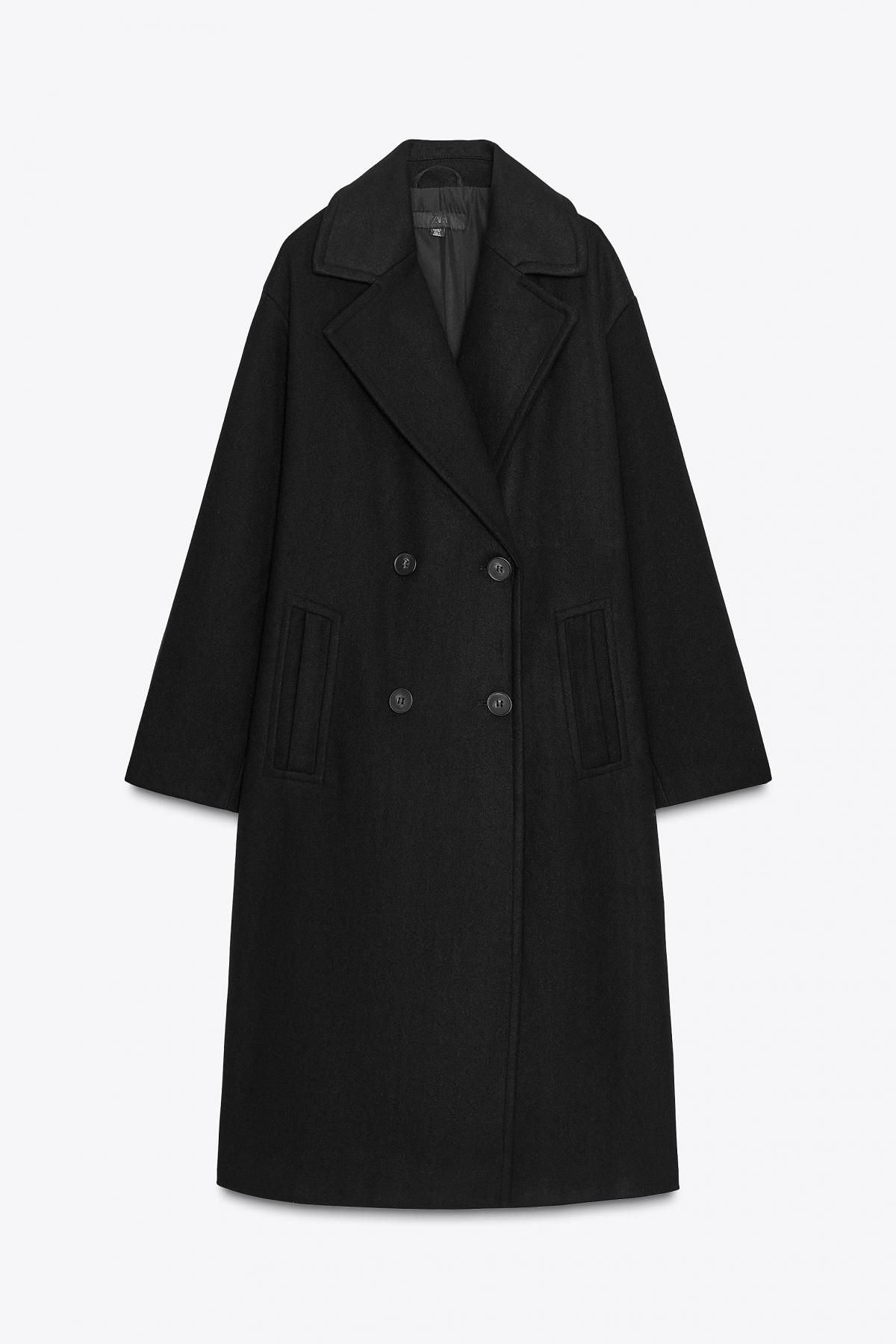자라 오버사이즈 소프트 블랙 롱 더블 코트 3046/298 BLACK - 메인 이미지