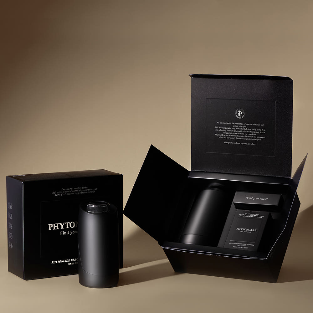 JW생활건강 피톤케어 블랙 피톤치드 차량용 방향제 본품세트(디바이스+리필 카트리지)