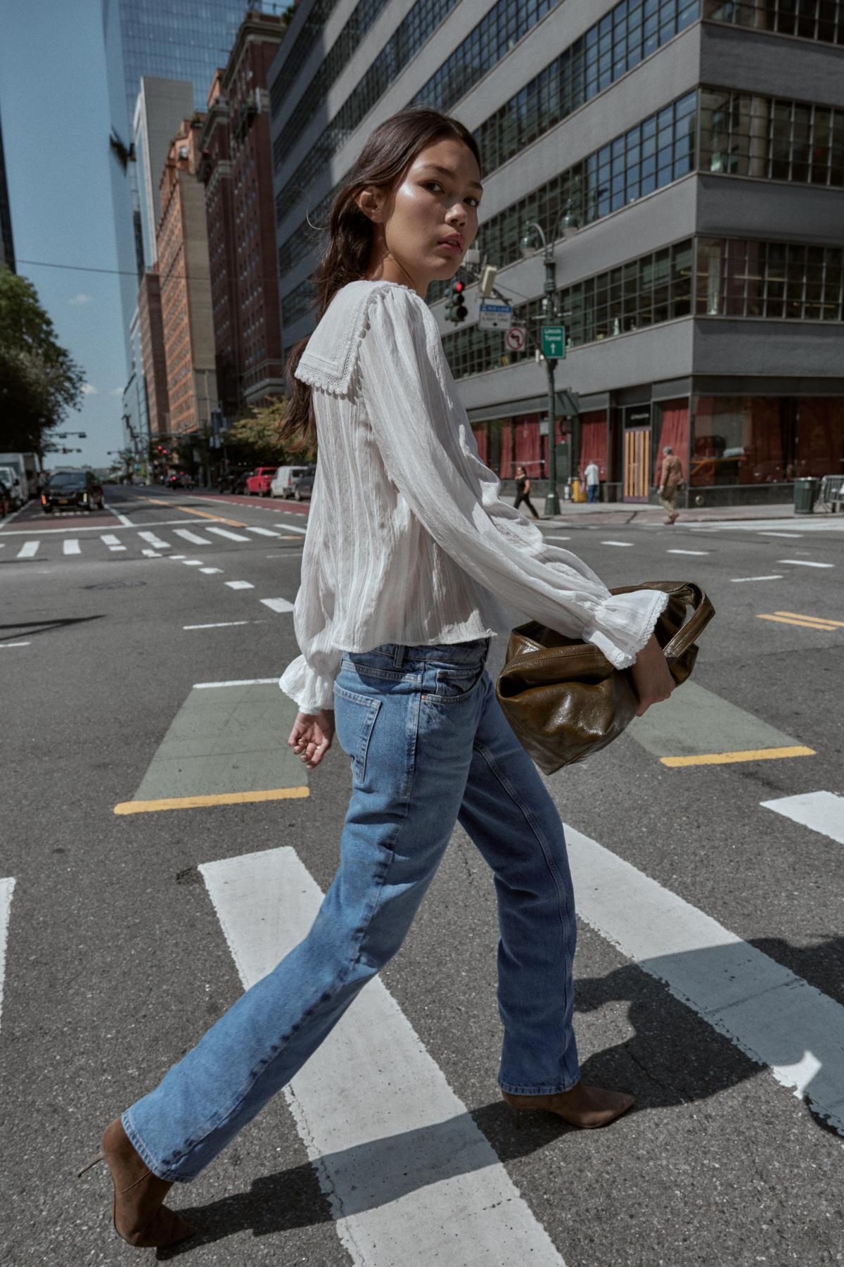 자라 로맨틱 레이스 트림 피터팬카라 긴팔 셔츠 8741/254 OYSTER-WHITE - 상세 이미지 4
