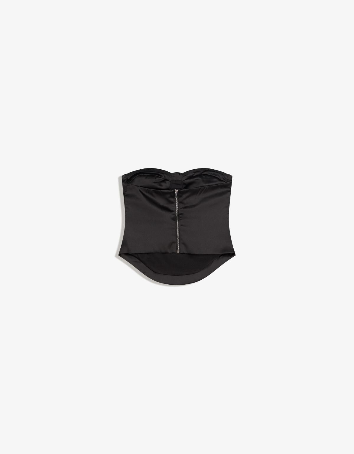 버쉬카 블랙 슬림핏 플로럴 새틴 튜브탑 8771/710 BLACK - 상세 이미지 3